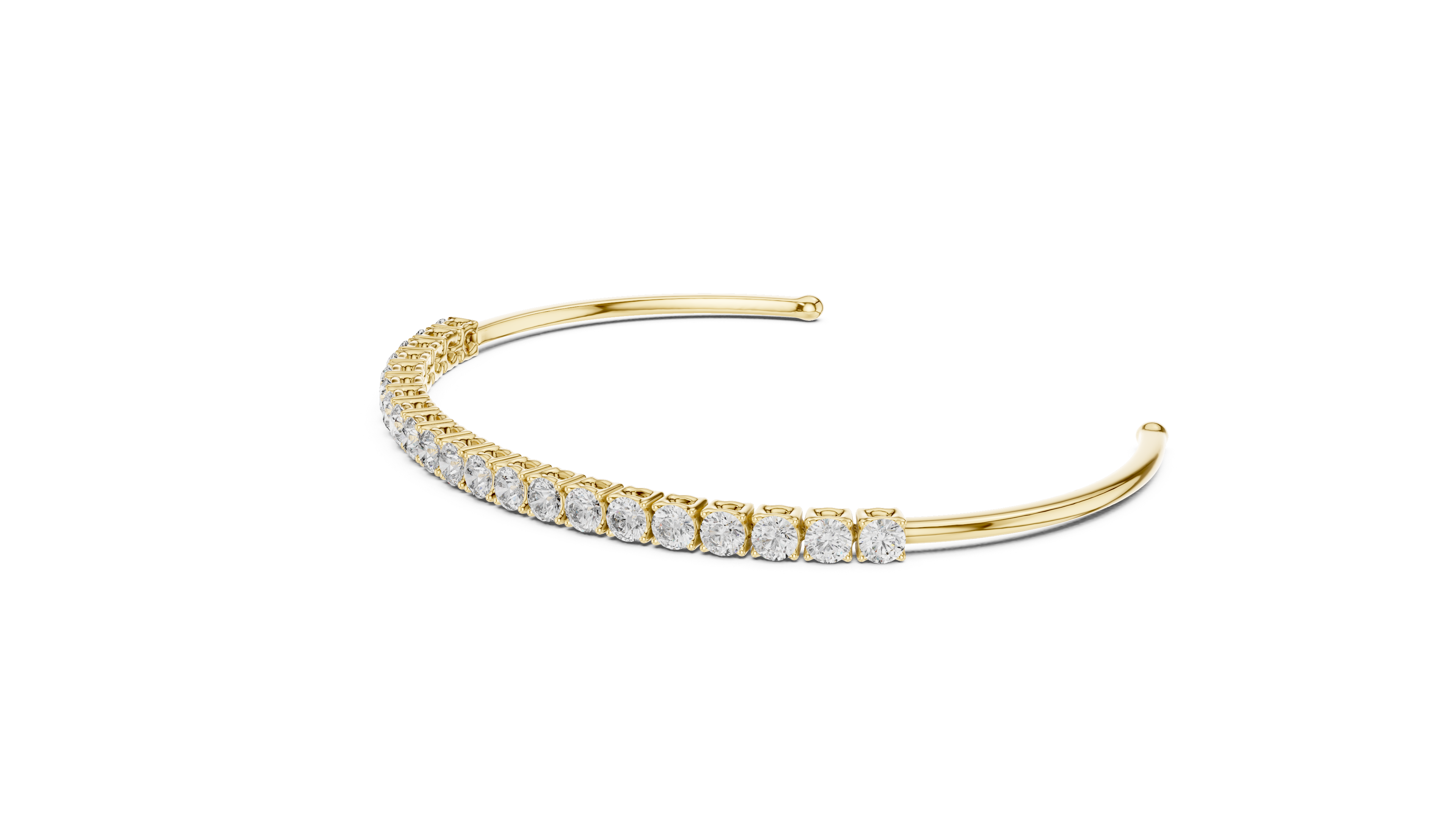 Modern Lab Diamond Round Cut Open Bangle