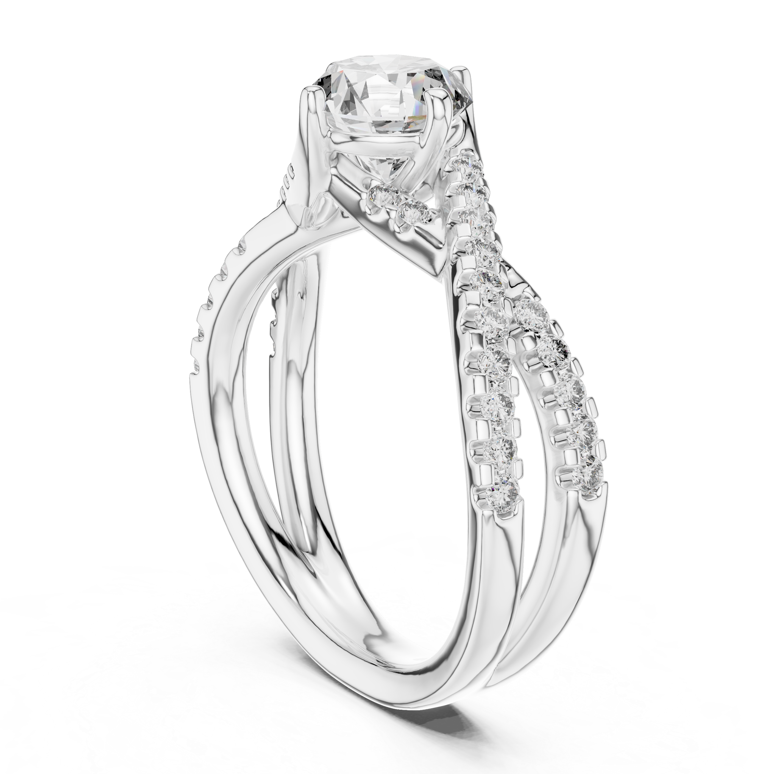 1 Carat Round Cut Lab Diamond Twisted Shank Ring