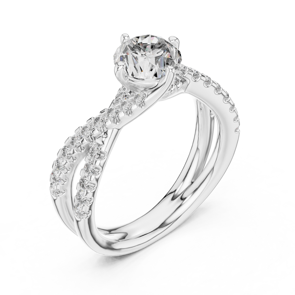 1 Carat Round Cut Lab Diamond Twisted Shank Ring