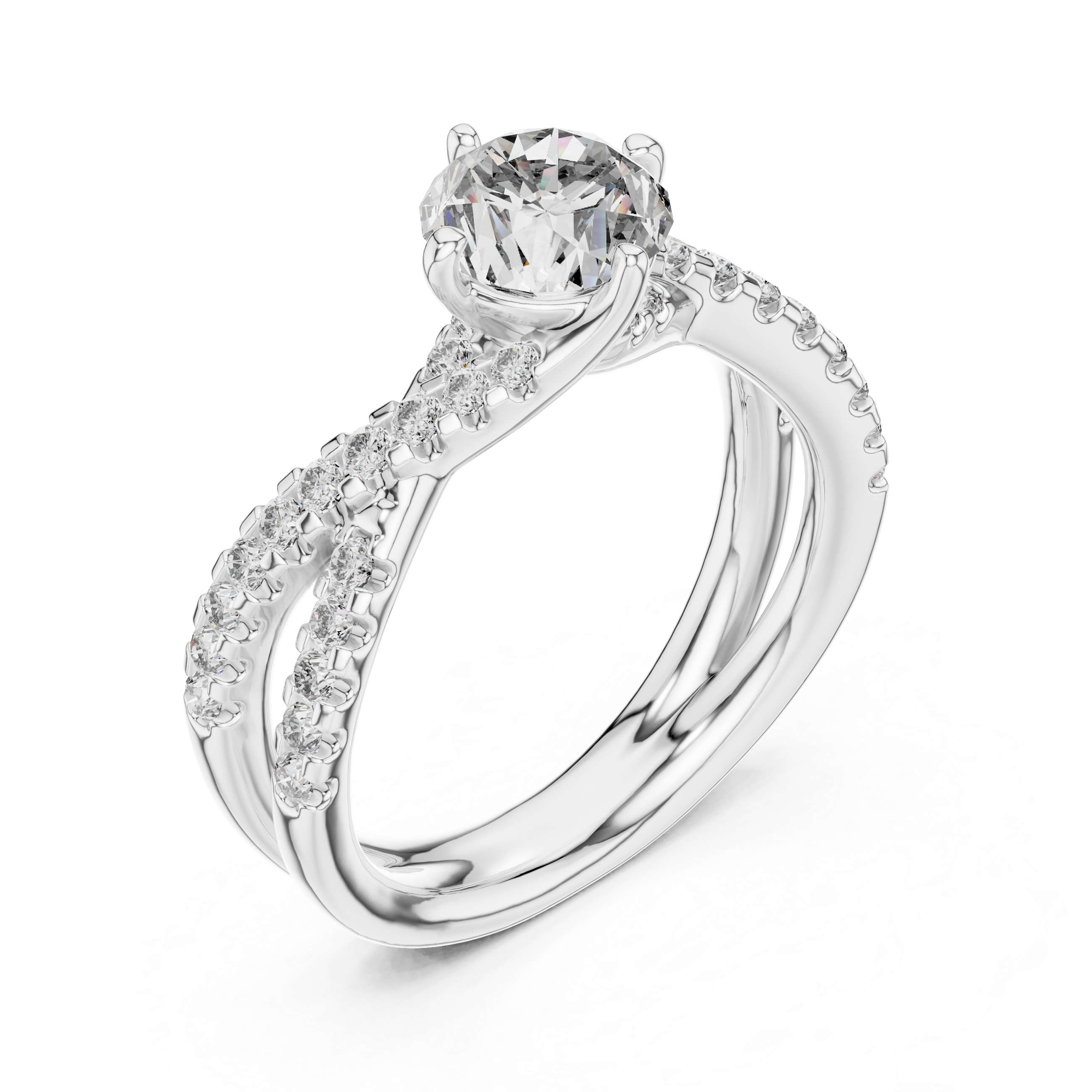 1 Carat Round Cut Lab Diamond Twisted Shank Ring