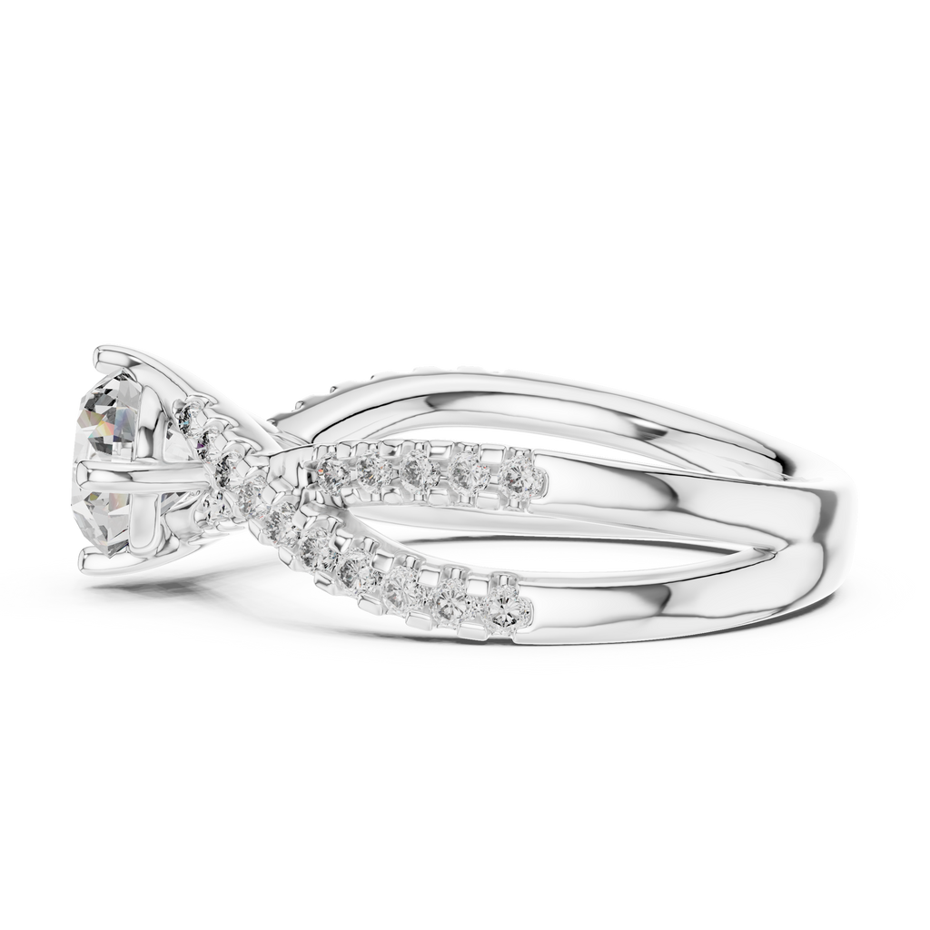 1 Carat Round Cut Lab Diamond Twisted Shank Ring