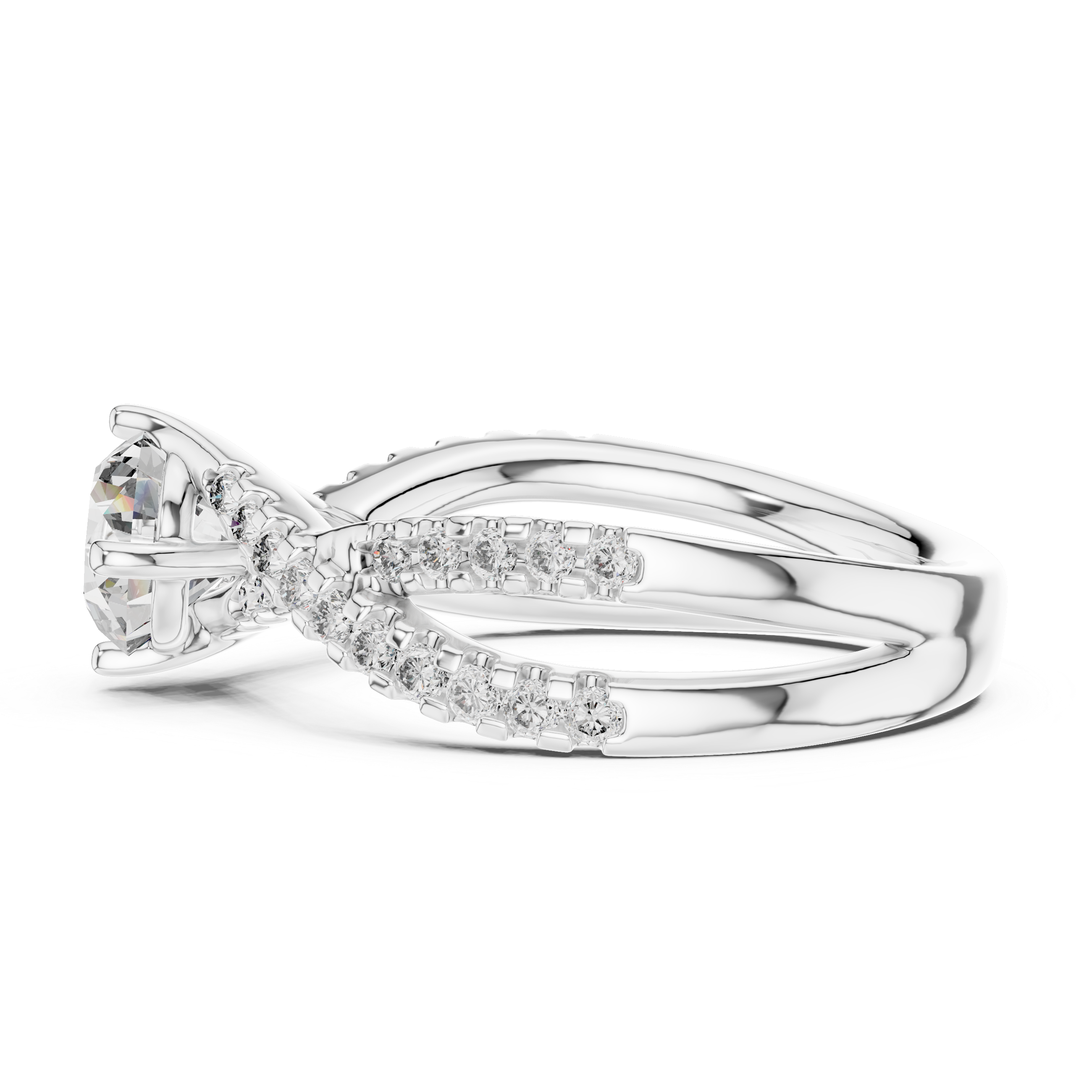 1 Carat Round Cut Lab Diamond Twisted Shank Ring