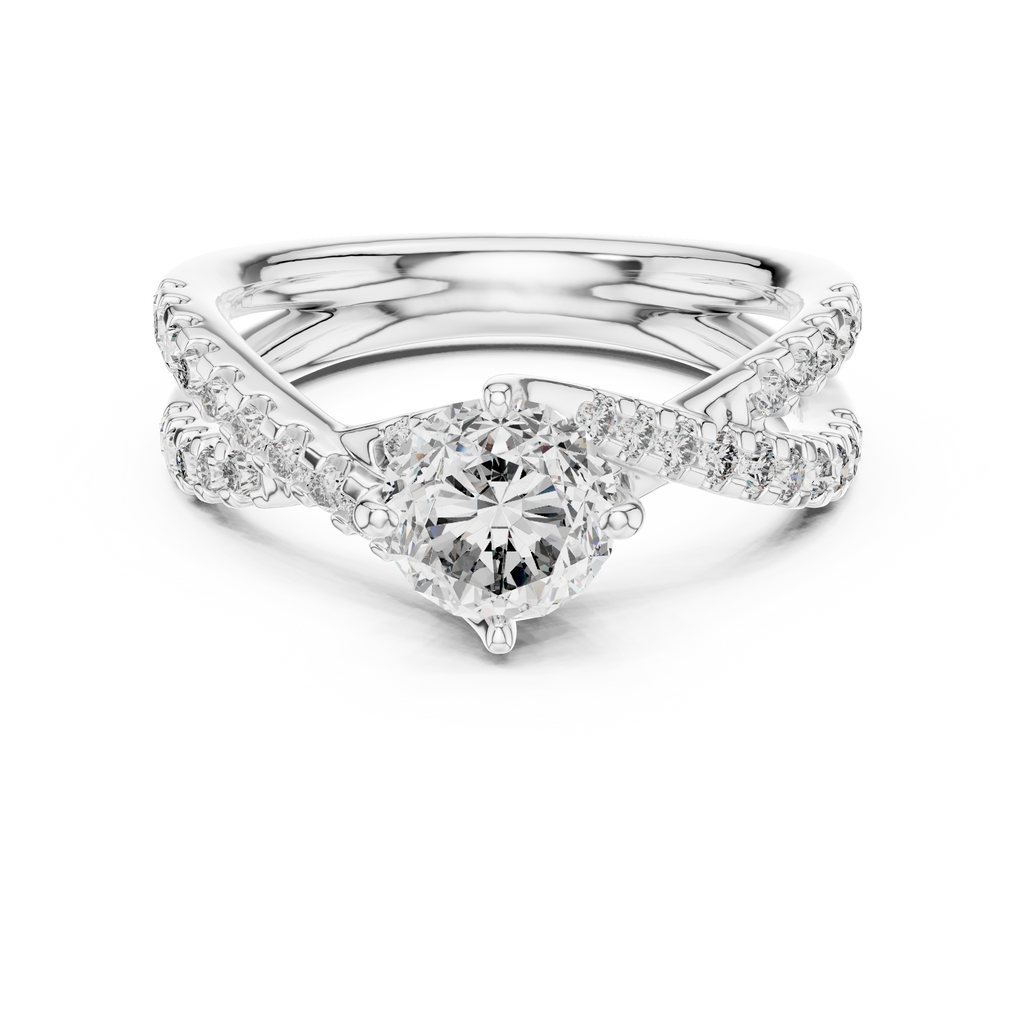 1 Carat Round Cut Lab Diamond Twisted Shank Ring
