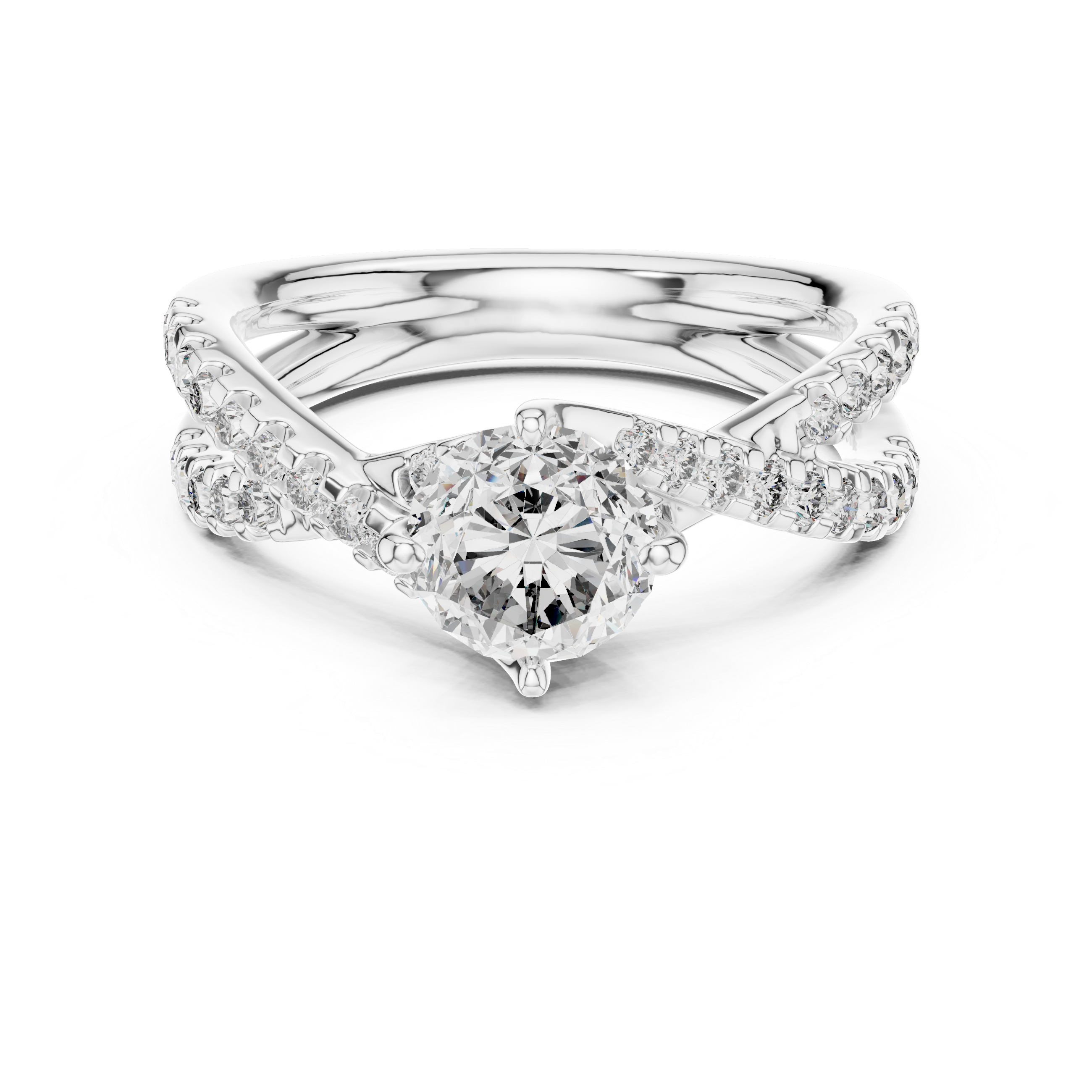 1 Carat Round Cut Lab Diamond Twisted Shank Ring