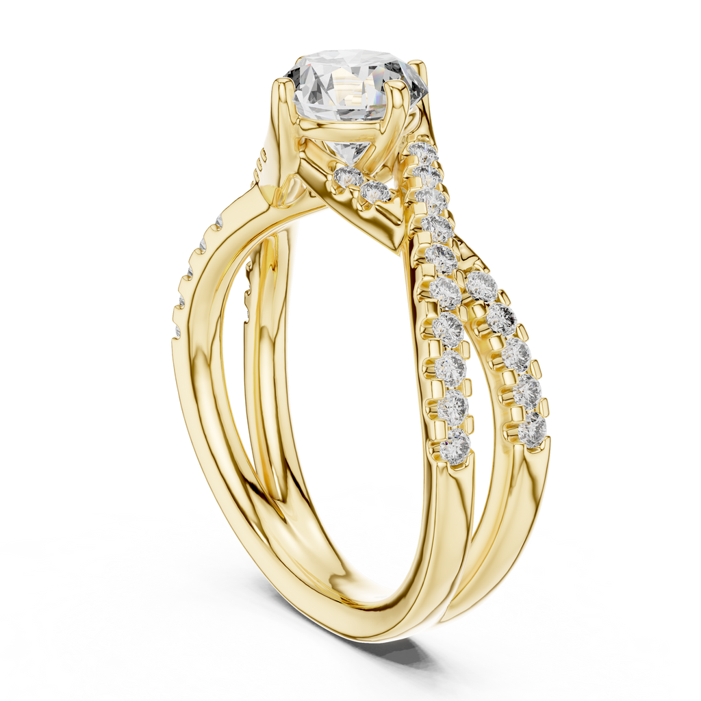 1 Carat Round Cut Lab Diamond Twisted Shank Ring