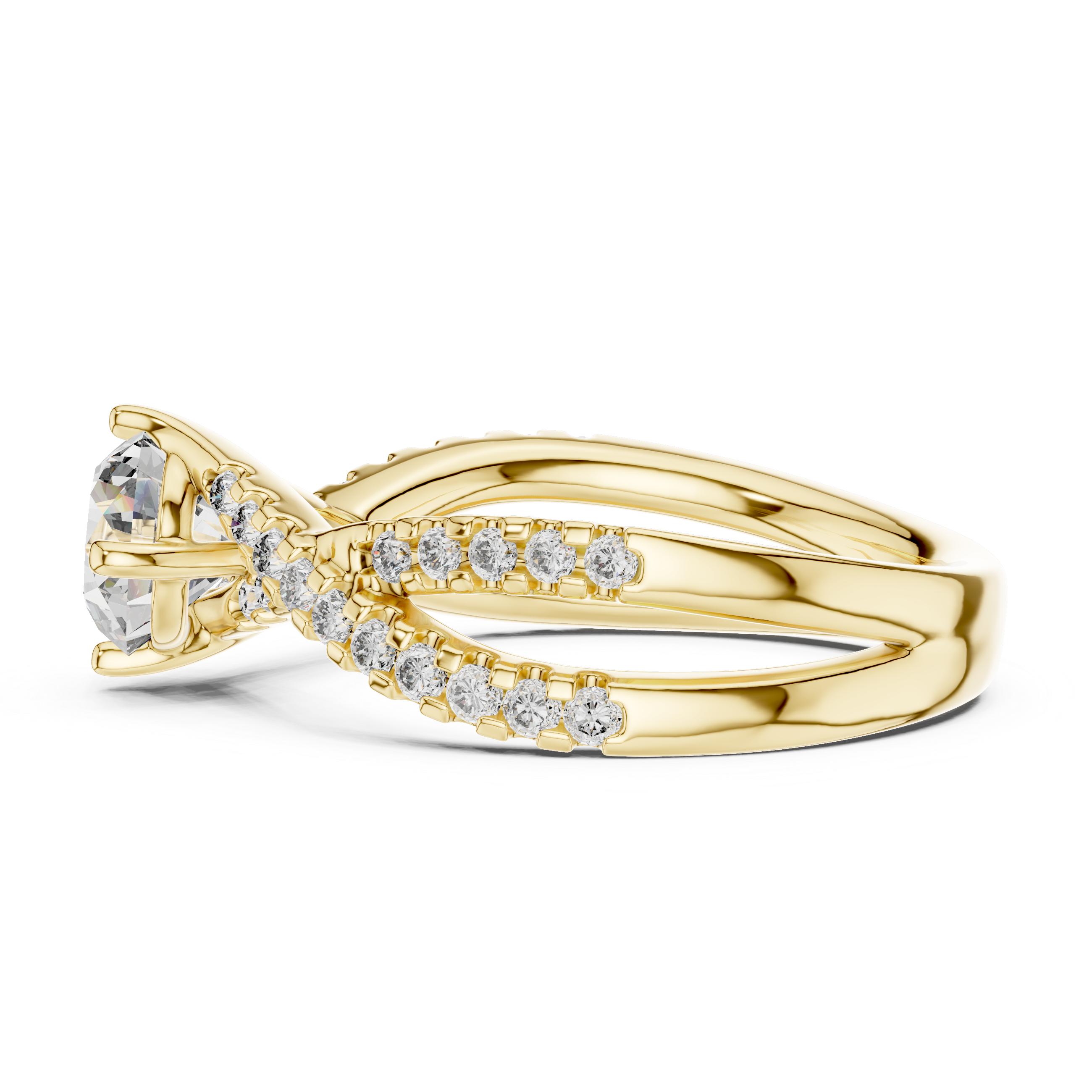 1 Carat Round Cut Lab Diamond Twisted Shank Ring