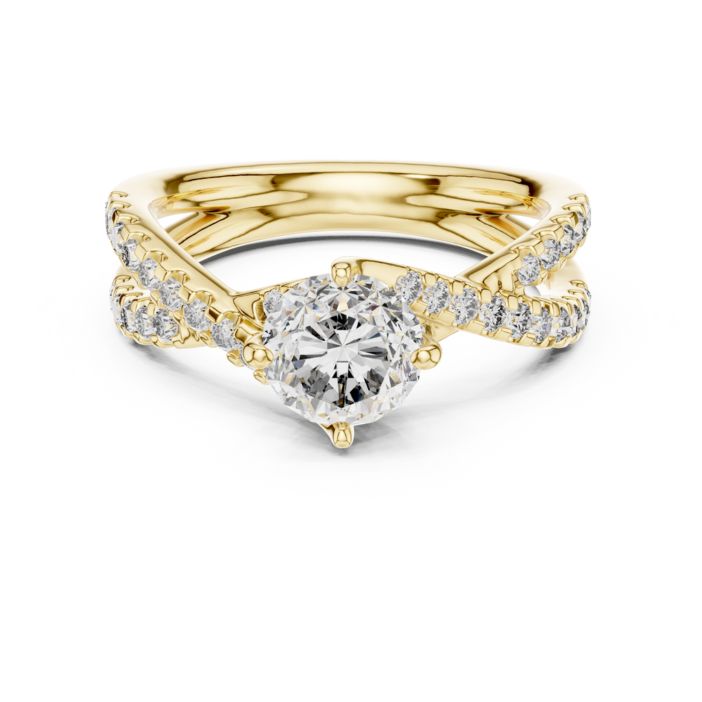 1 Carat Round Cut Lab Diamond Twisted Shank Ring