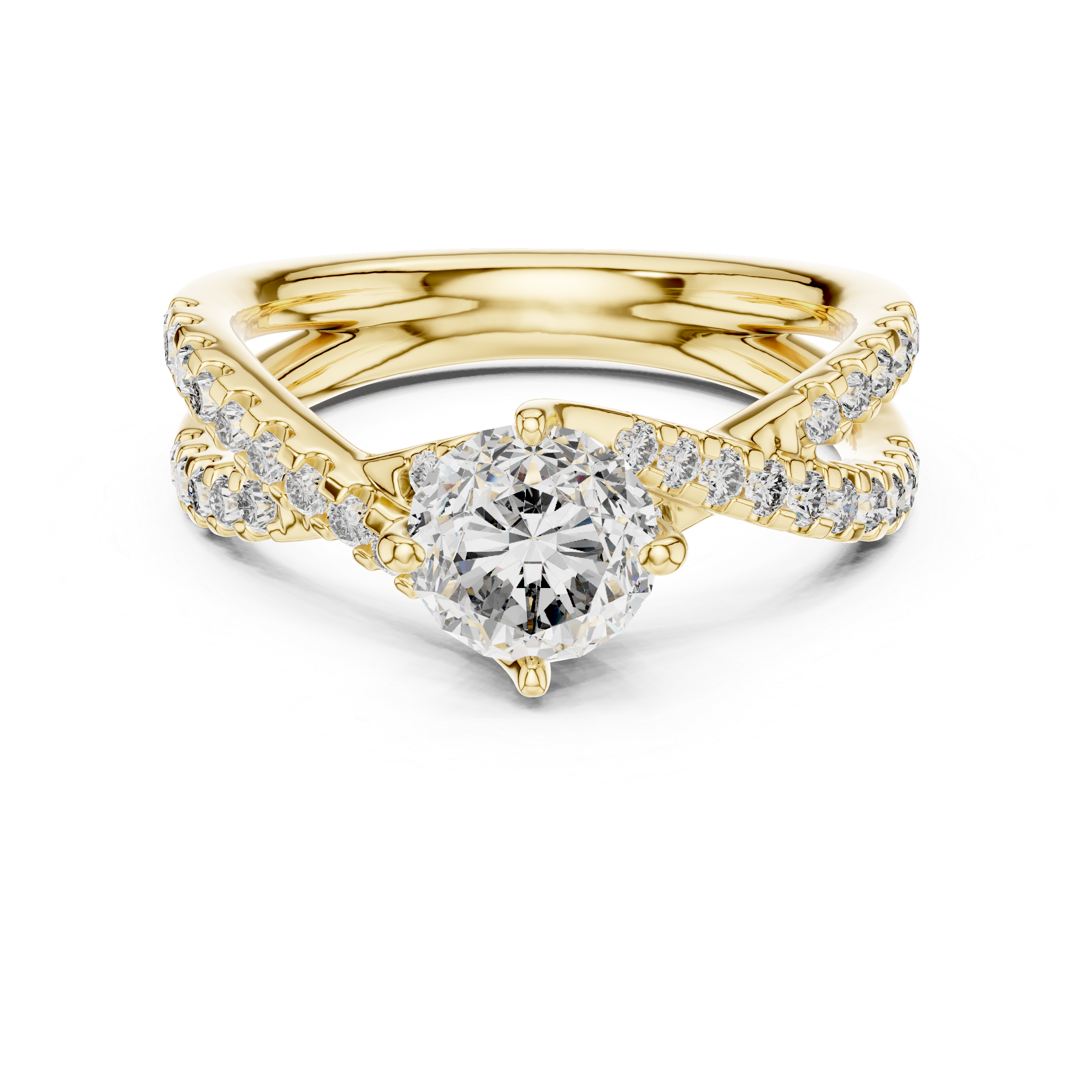1 Carat Round Cut Lab Diamond Twisted Shank Ring