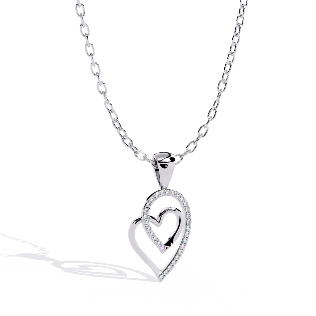 Round Cut Lab Diamond Heart Pendant