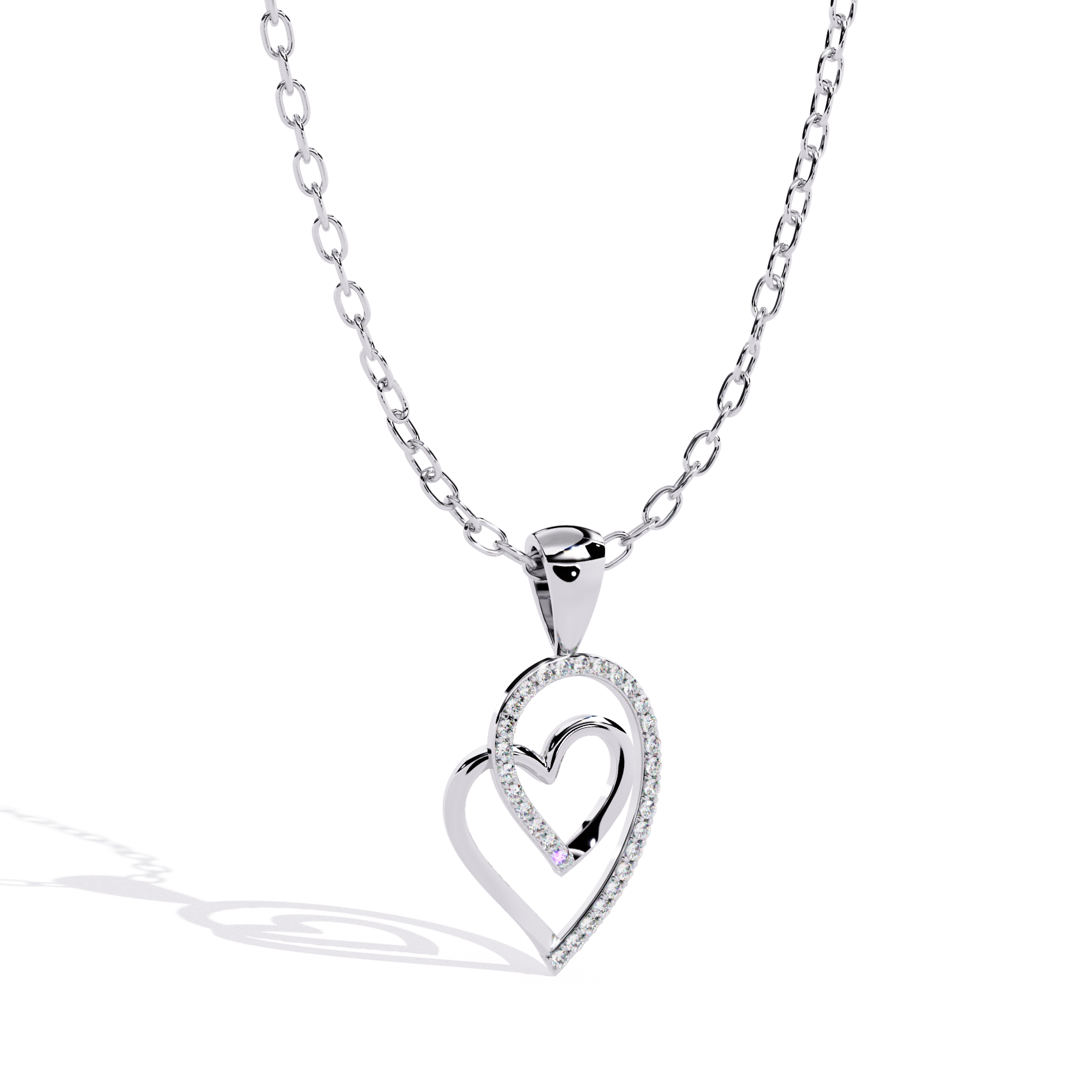 Round Cut Lab Diamond Heart Pendant