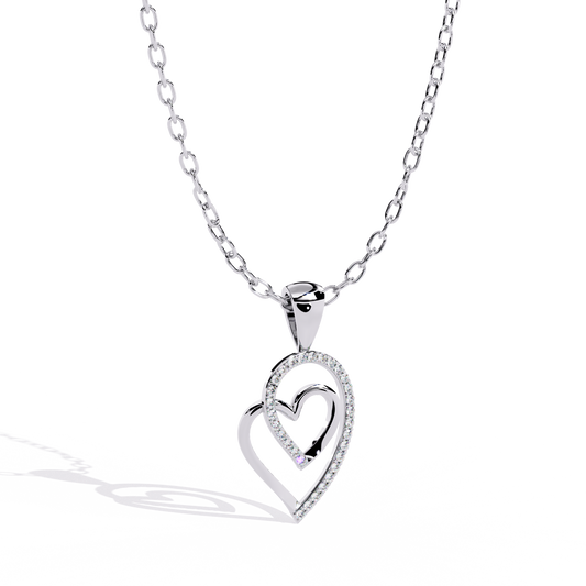 Round Cut Lab Diamond Heart Pendant