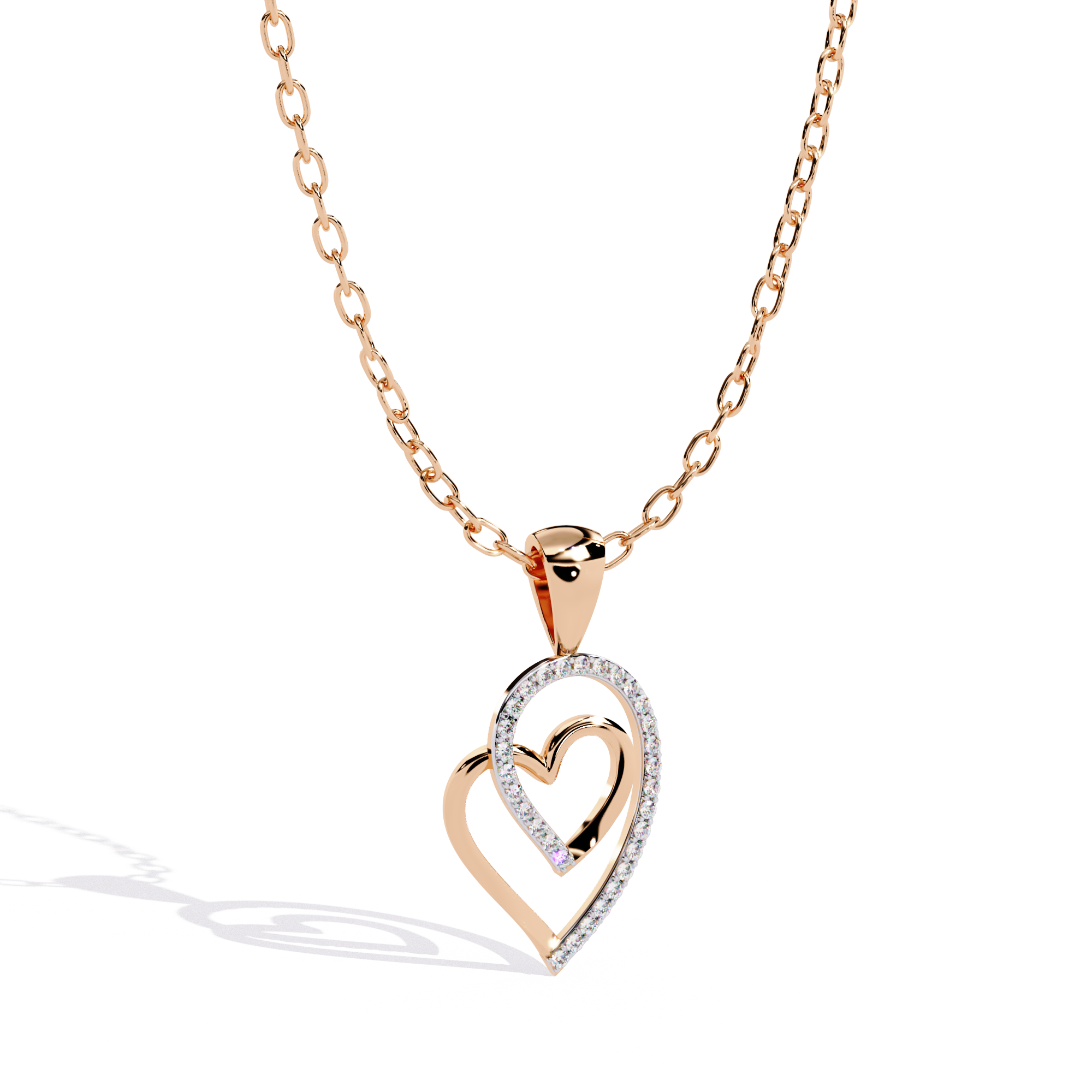 Round Cut Lab Diamond Heart Pendant