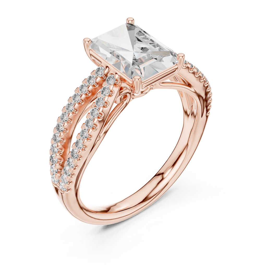 Radiant Cut Lab Diamond Split Shank Ring
