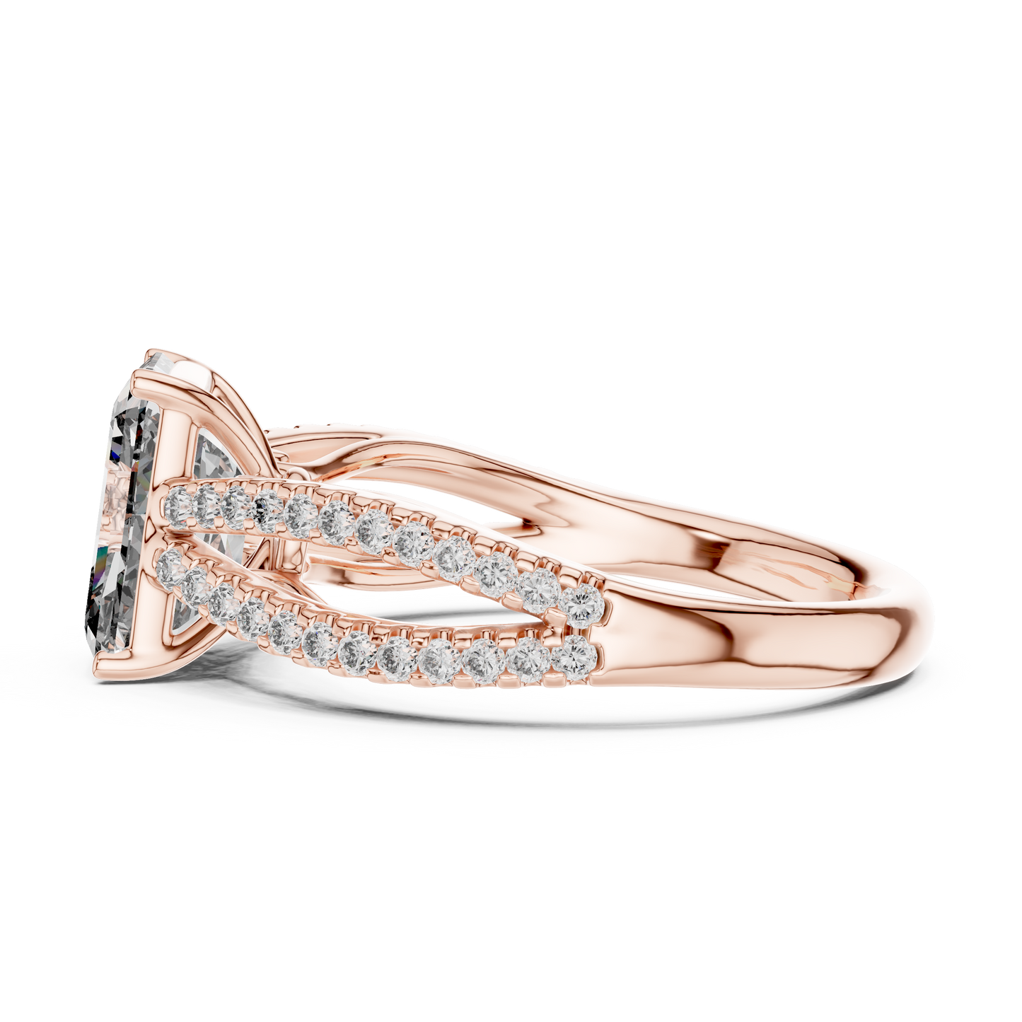 Radiant Cut Lab Diamond Split Shank Ring