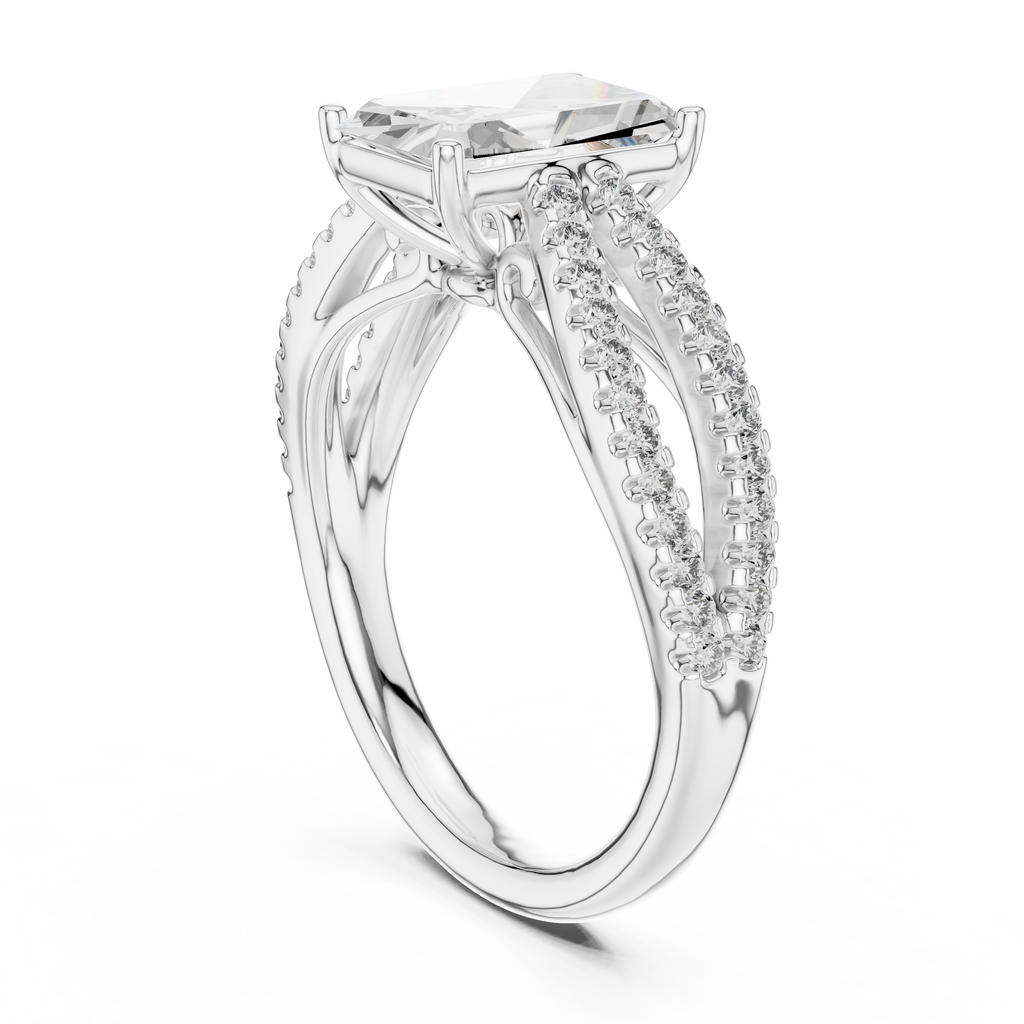 Radiant Cut Lab Diamond Split Shank Ring