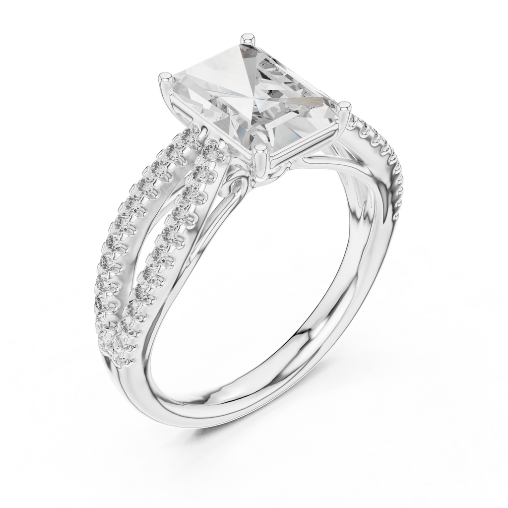 Radiant Cut Lab Diamond Split Shank Ring