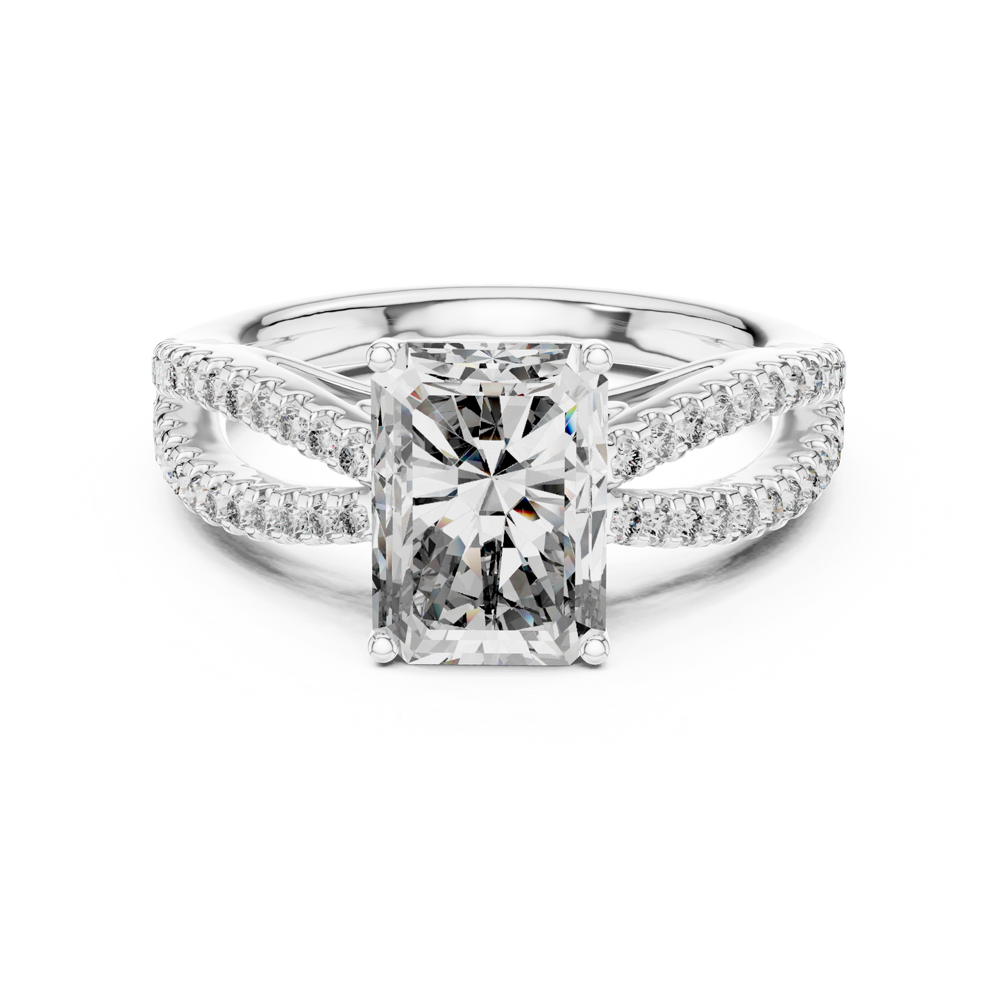 Radiant Cut Lab Diamond Split Shank Ring