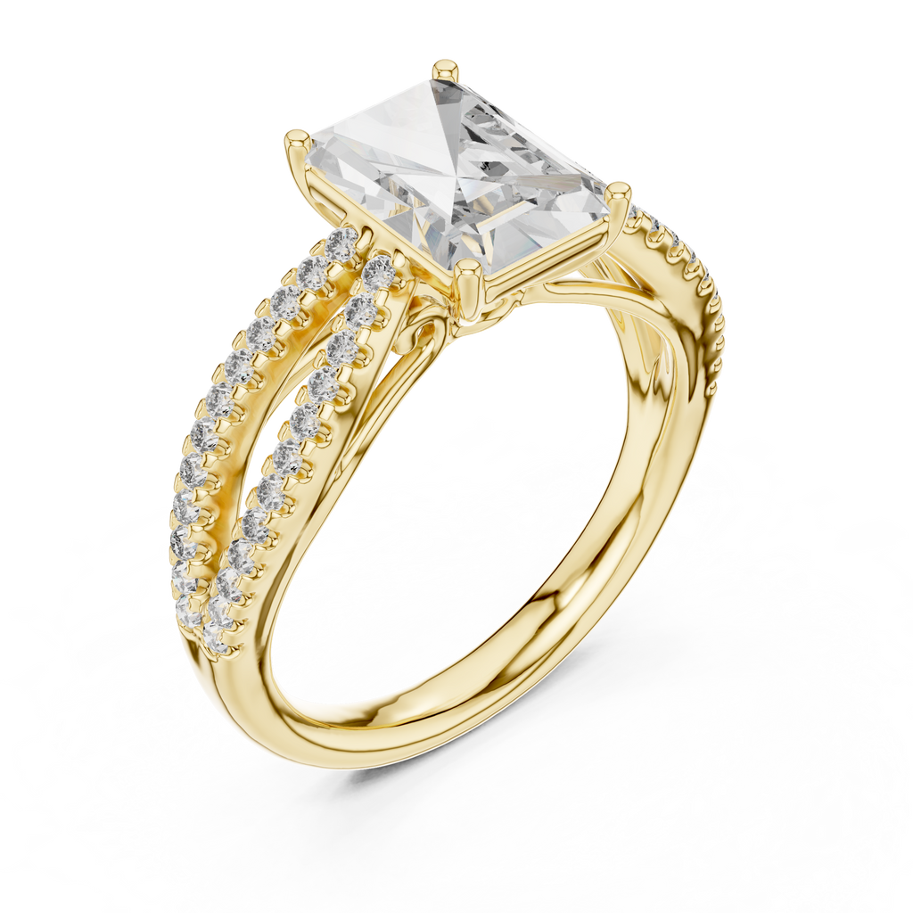 Radiant Cut Lab Diamond Split Shank Ring