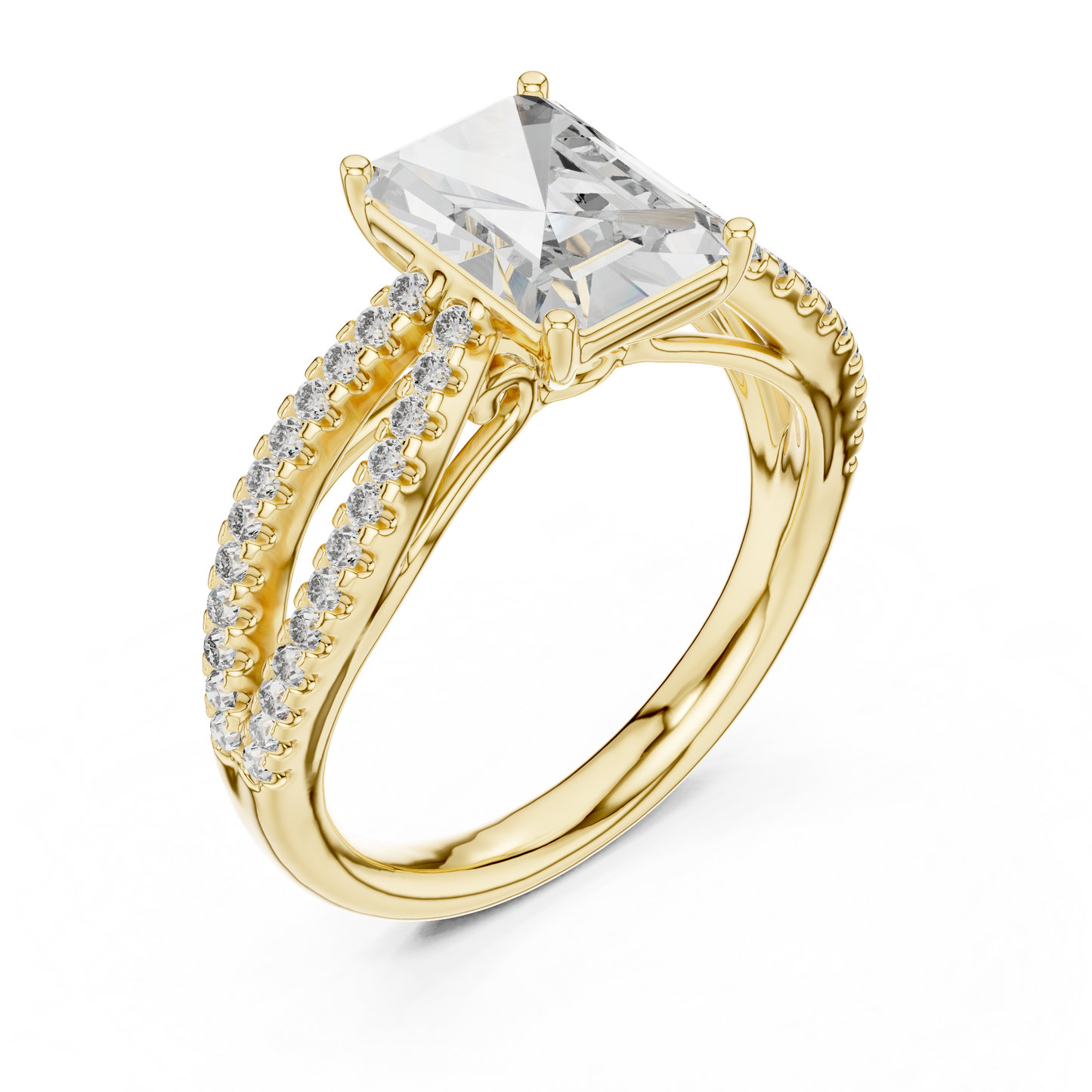 Radiant Cut Lab Diamond Split Shank Ring