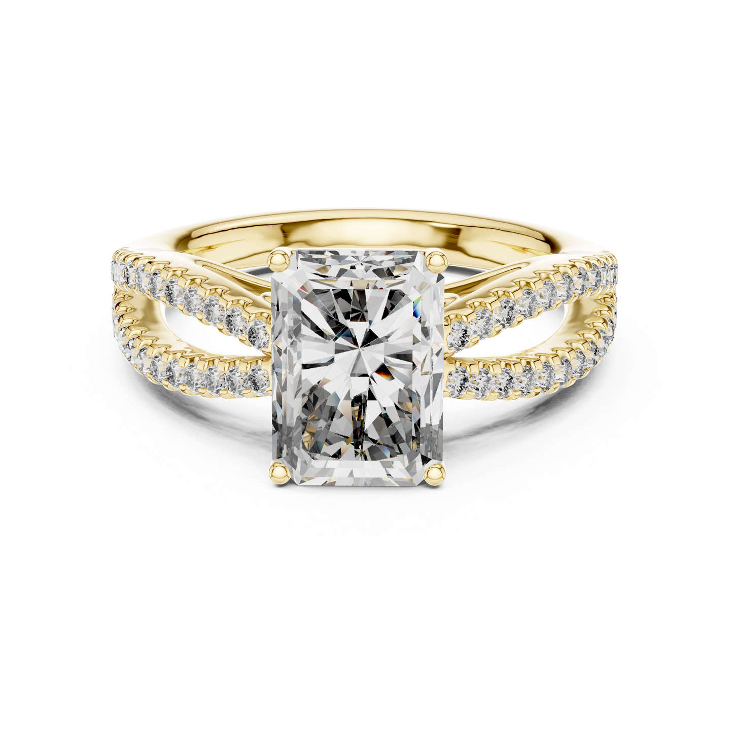 Radiant Cut Lab Diamond Split Shank Ring