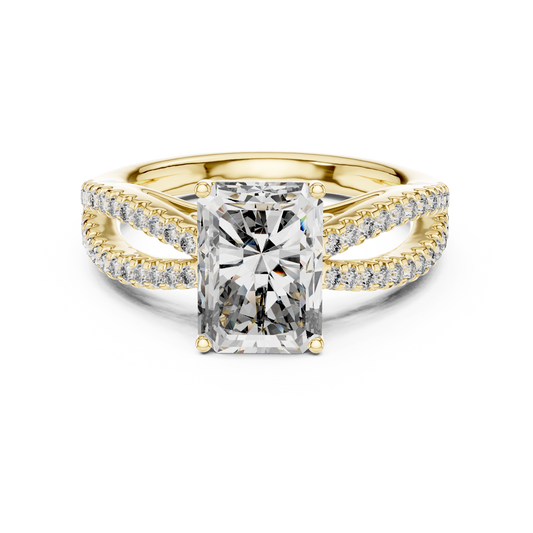 Radiant Cut Lab Diamond Split Shank Ring
