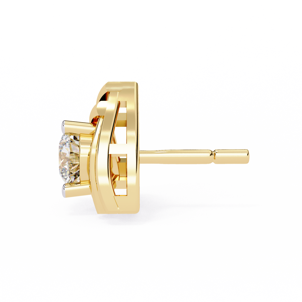 Round Cut Unique Lab Diamond Stud Earring