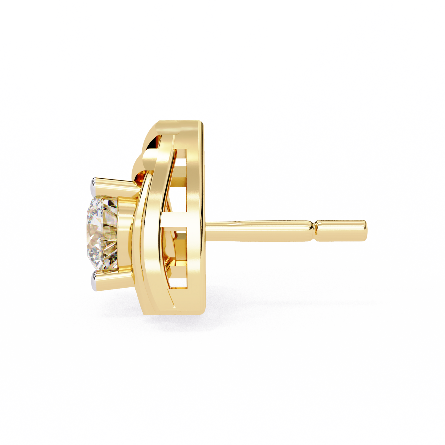 Round Cut Unique Lab Diamond Stud Earring