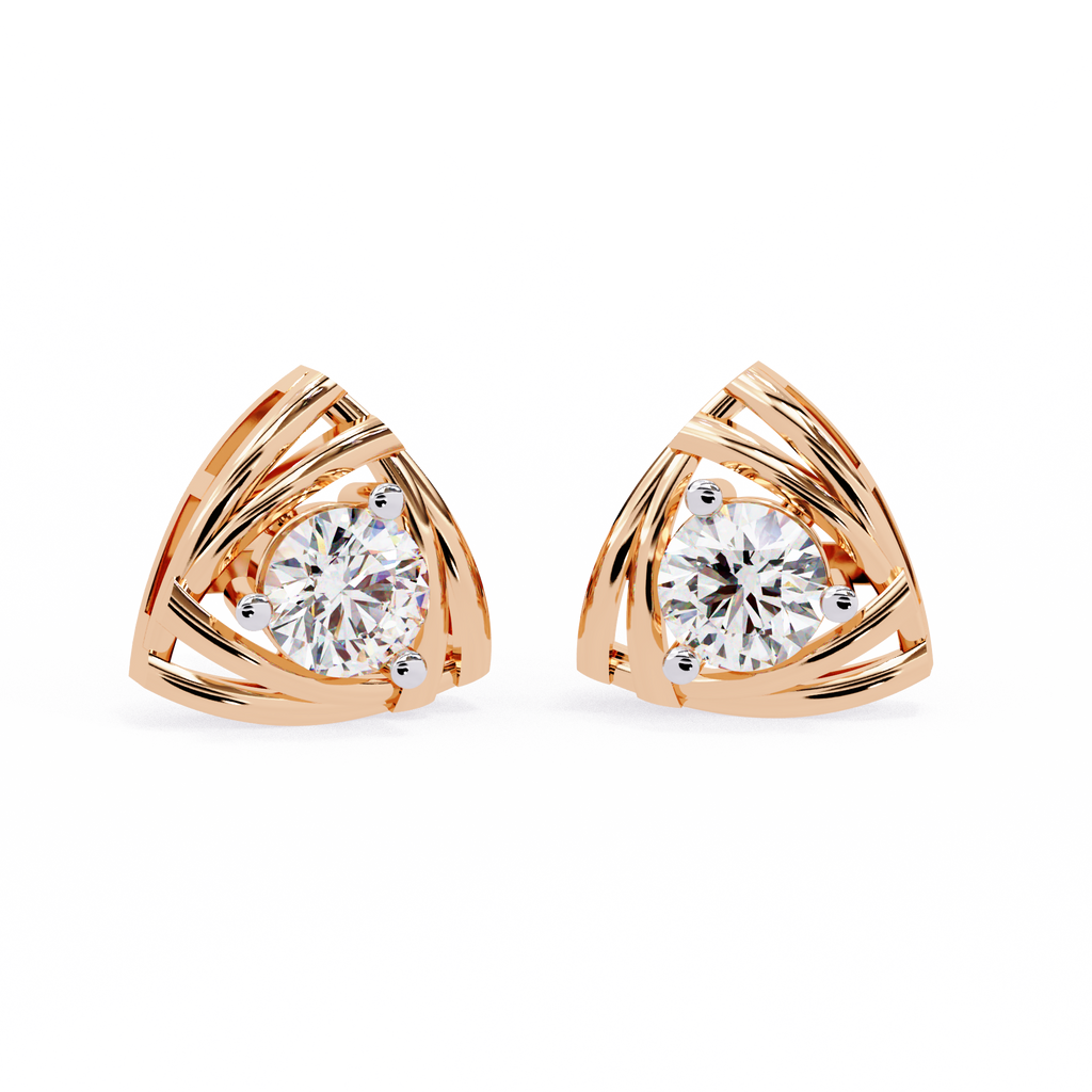 Round Cut Unique Lab Diamond Stud Earring