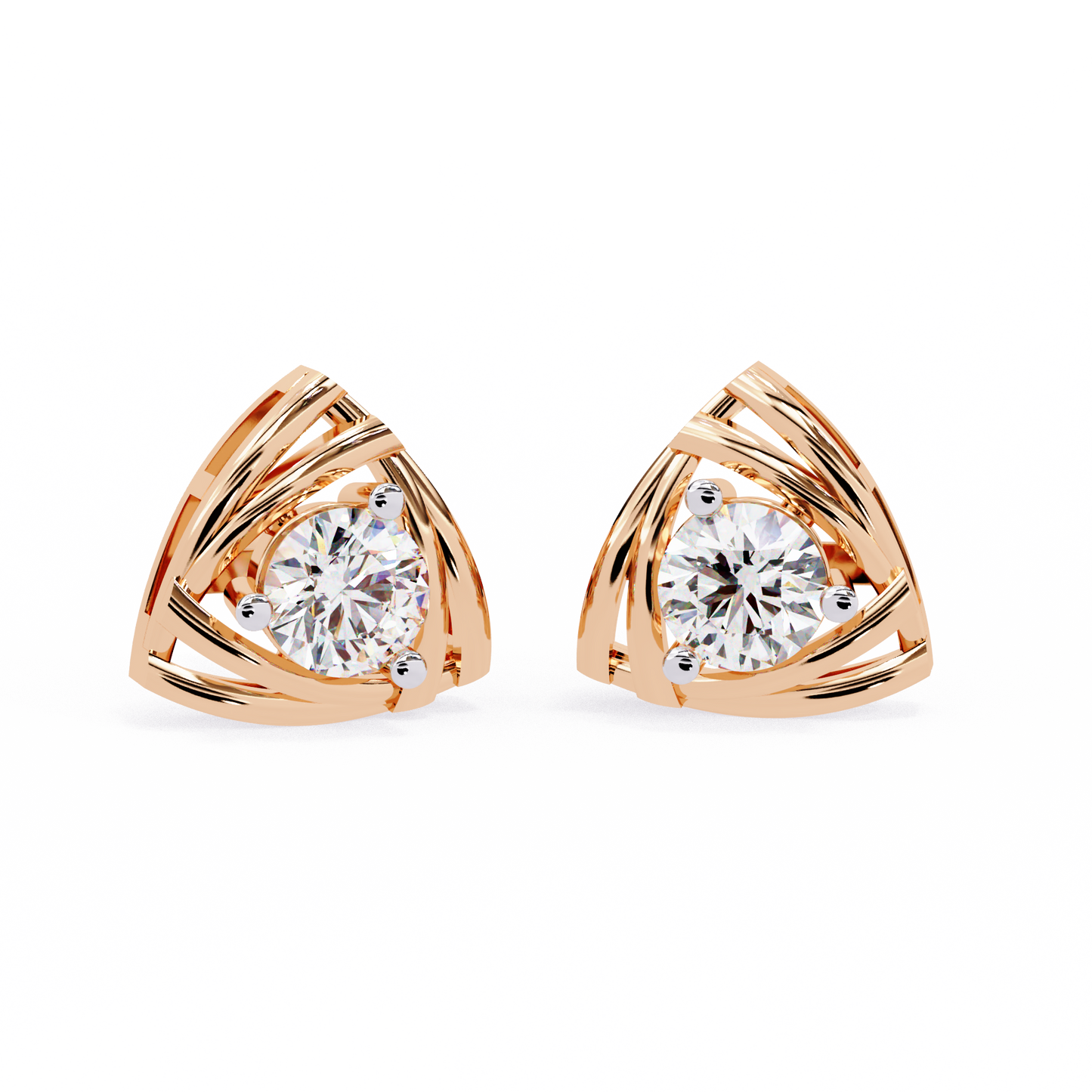 Round Cut Unique Lab Diamond Stud Earring