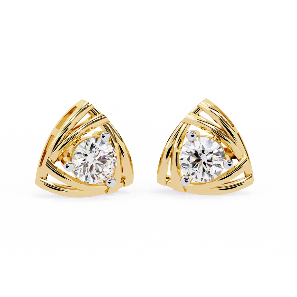 Round Cut Unique Lab Diamond Stud Earring