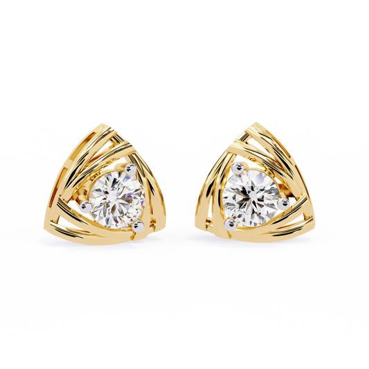 Round Cut Unique Lab Diamond Stud Earring