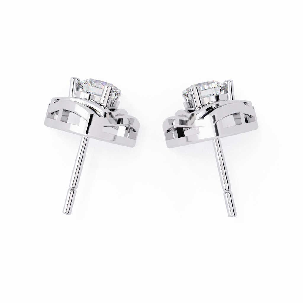 Round Cut Unique Lab Diamond Stud Earring