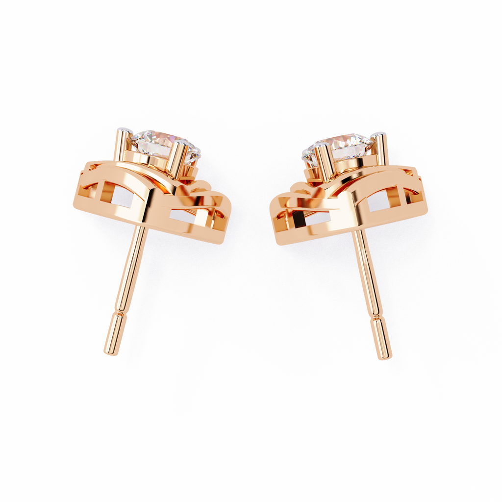 Round Cut Unique Lab Diamond Stud Earring