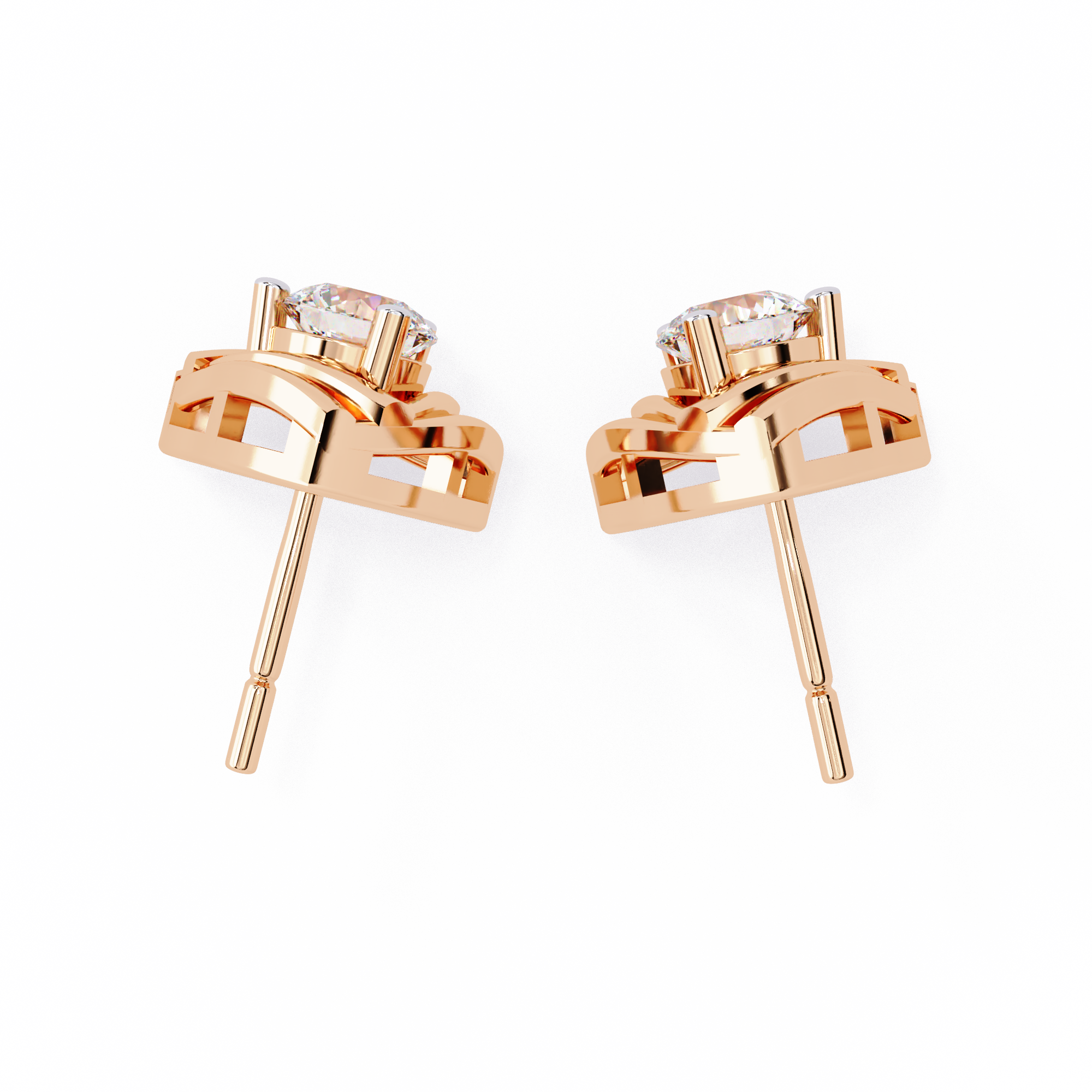Round Cut Unique Lab Diamond Stud Earring