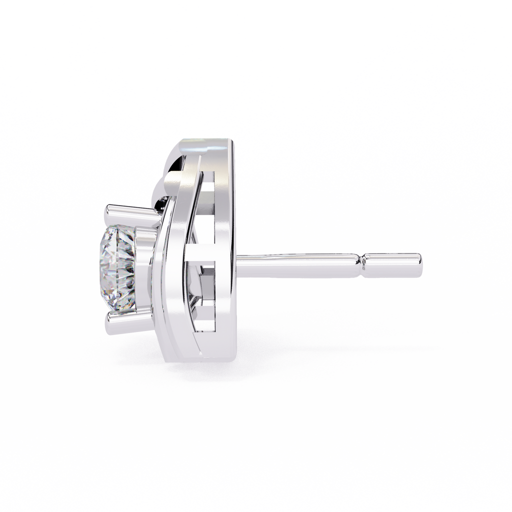 Round Cut Unique Lab Diamond Stud Earring