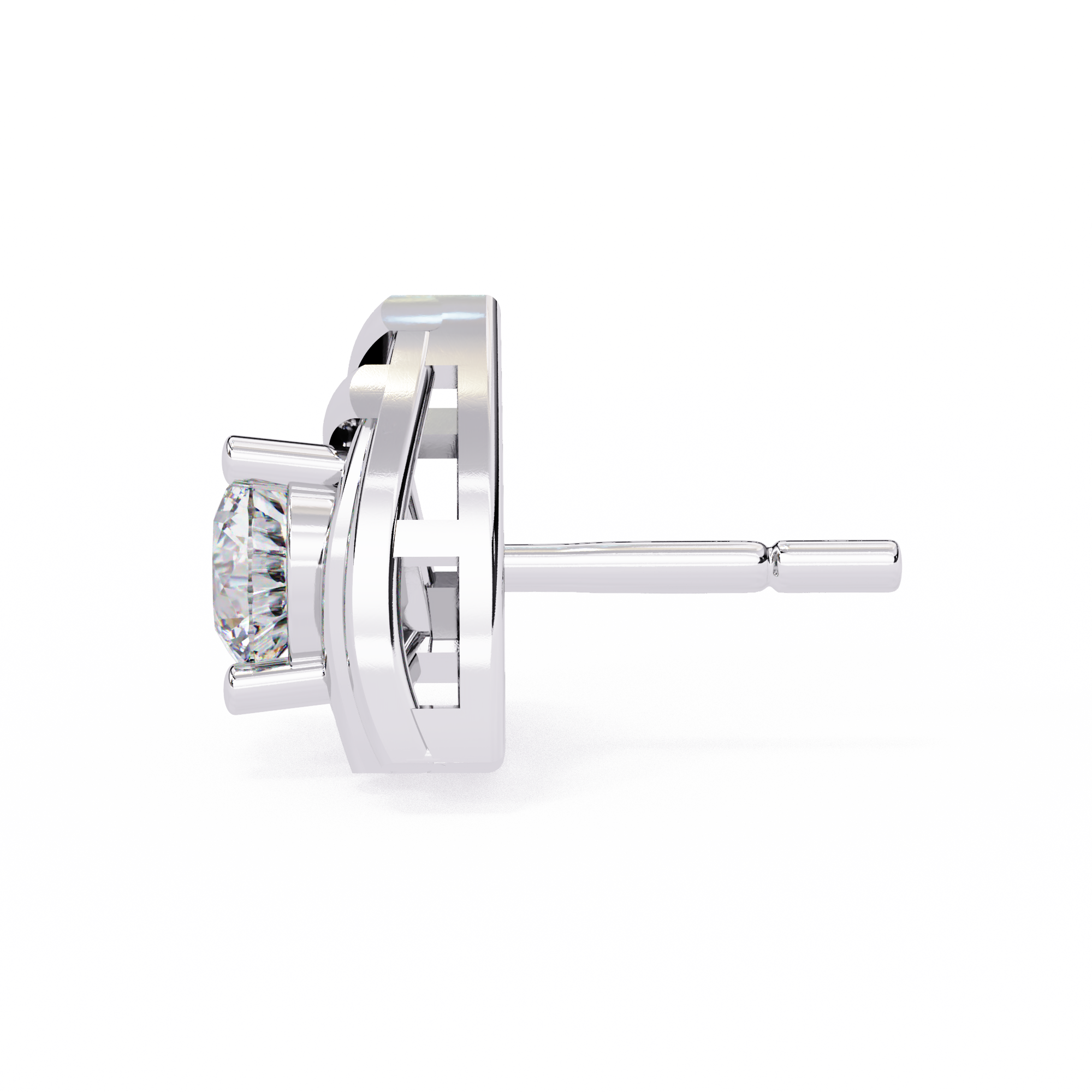 Round Cut Unique Lab Diamond Stud Earring