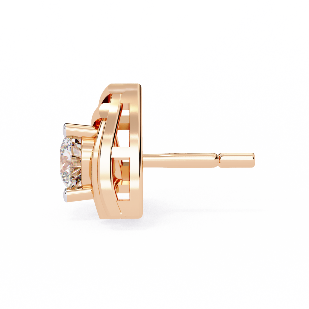 Round Cut Unique Lab Diamond Stud Earring