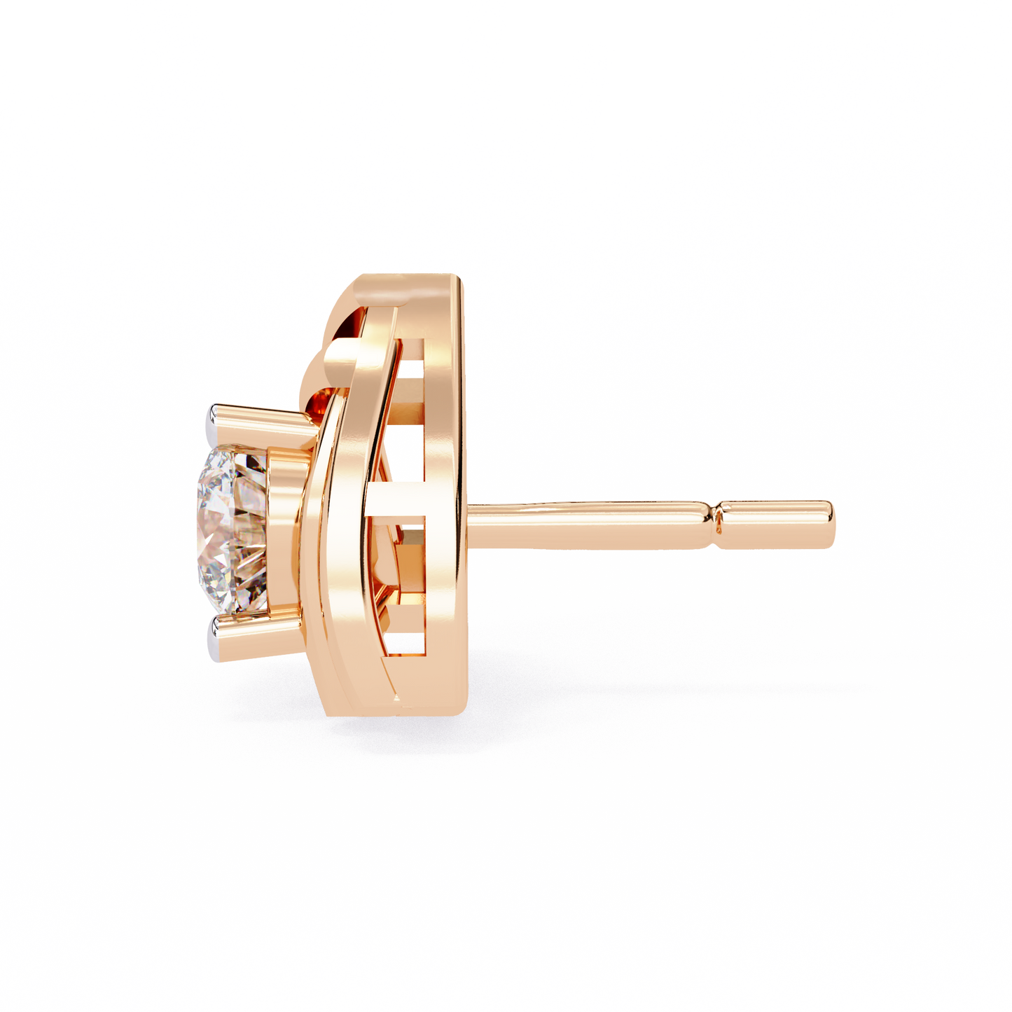 Round Cut Unique Lab Diamond Stud Earring