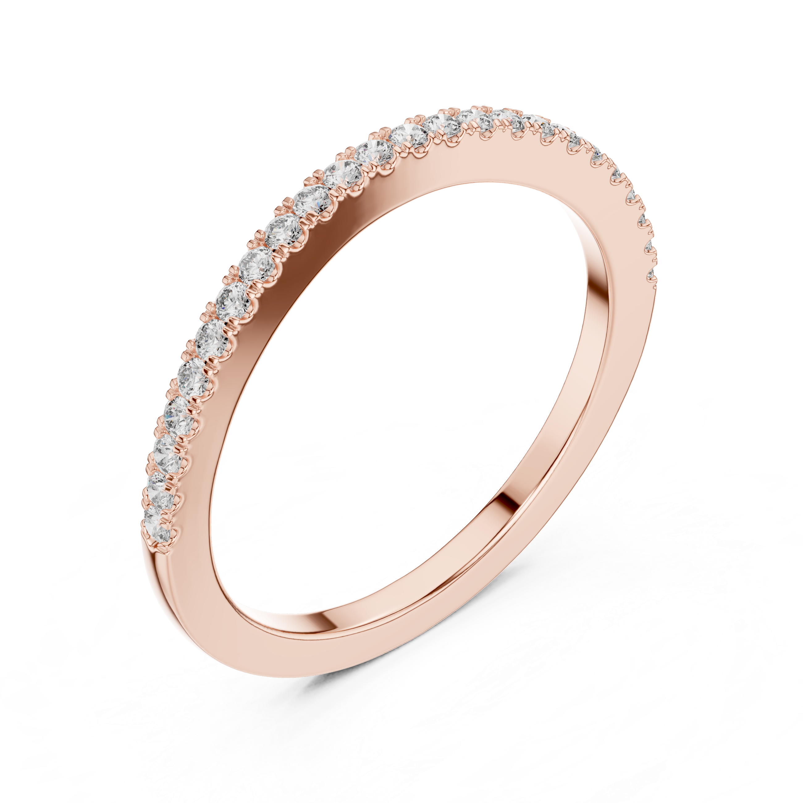 Round Cut Lab Diamond Half Eternity Wedding Band