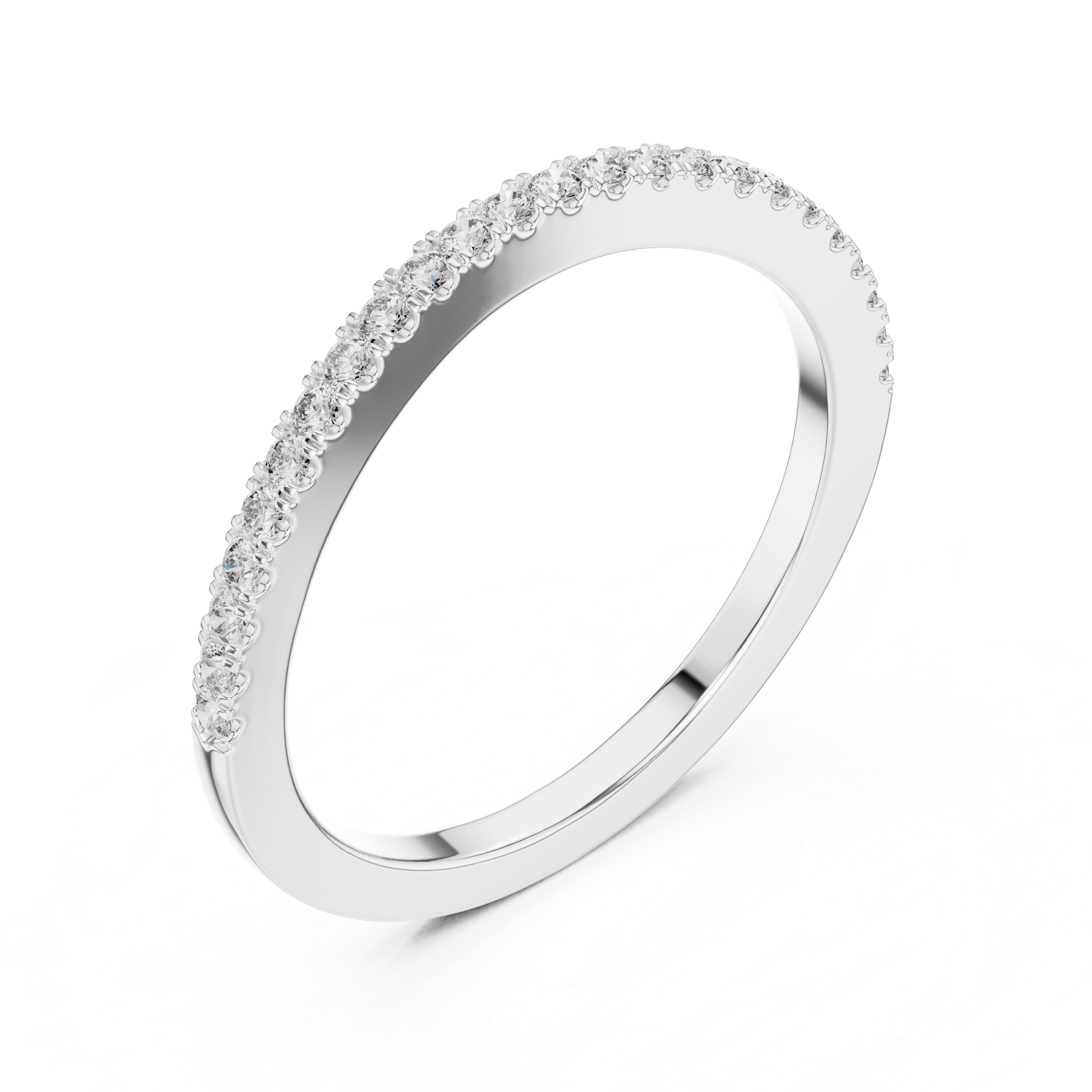 Round Cut Lab Diamond Half Eternity Wedding Band