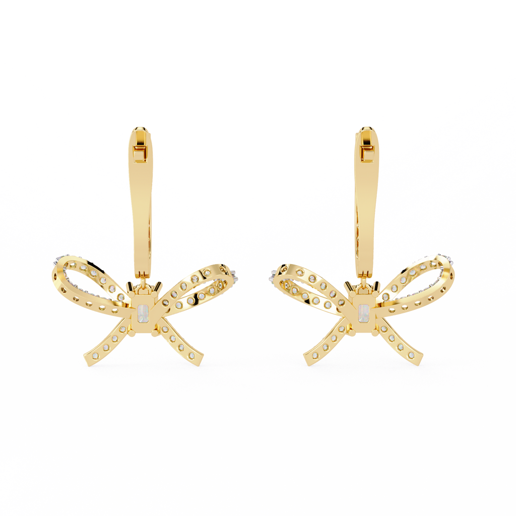 Emerald Cut Lab Diamond Butterfly Earrings