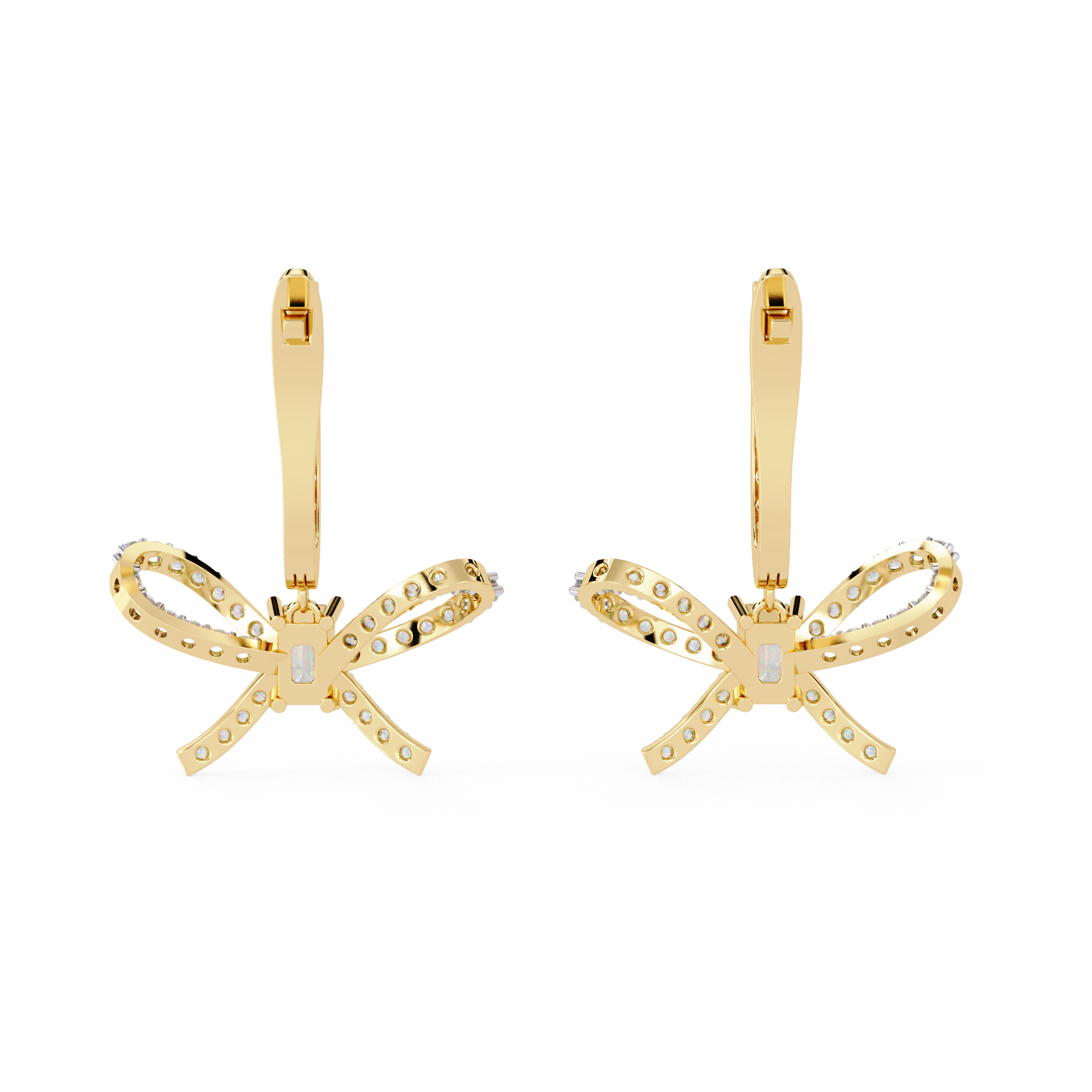 Emerald Cut Lab Diamond Butterfly Earrings