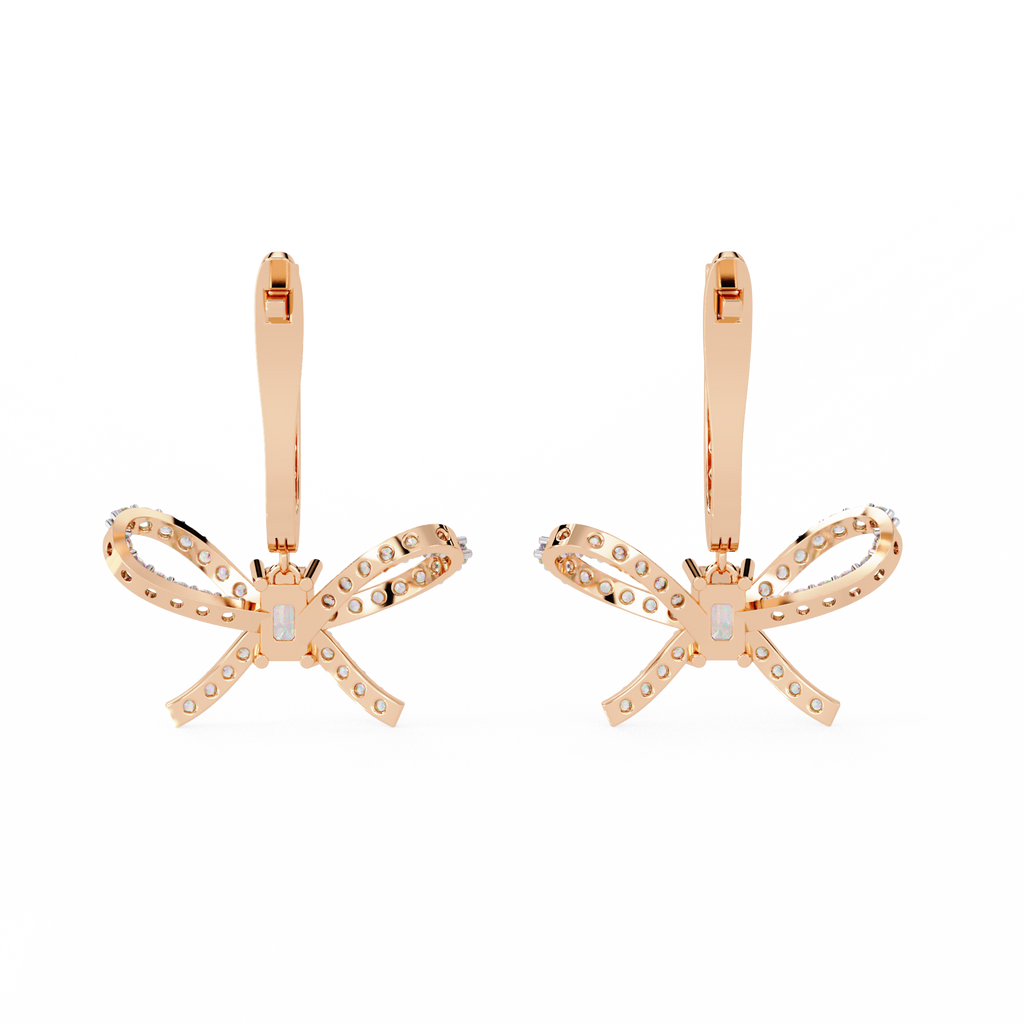 Emerald Cut Lab Diamond Butterfly Earrings