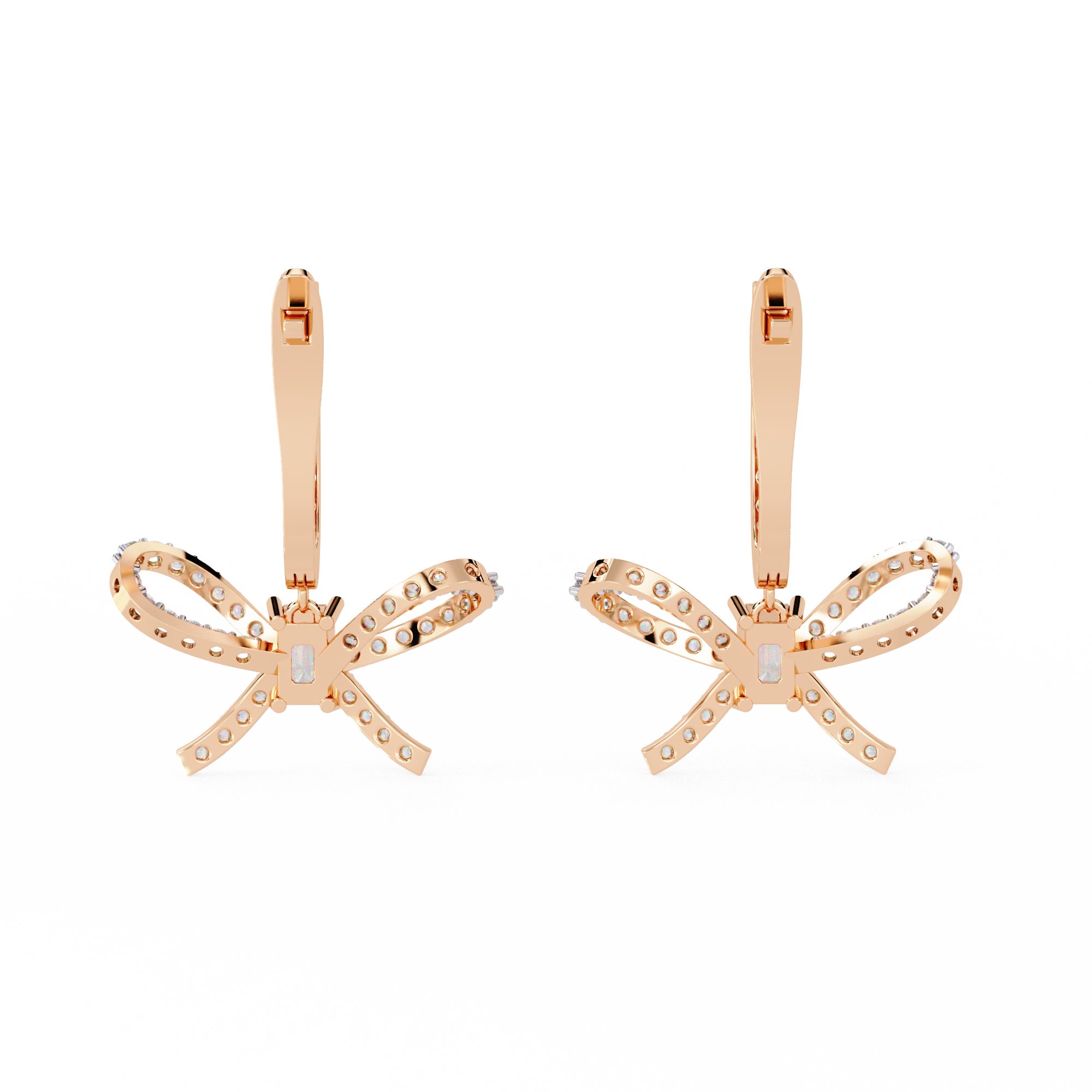 Emerald Cut Lab Diamond Butterfly Earrings