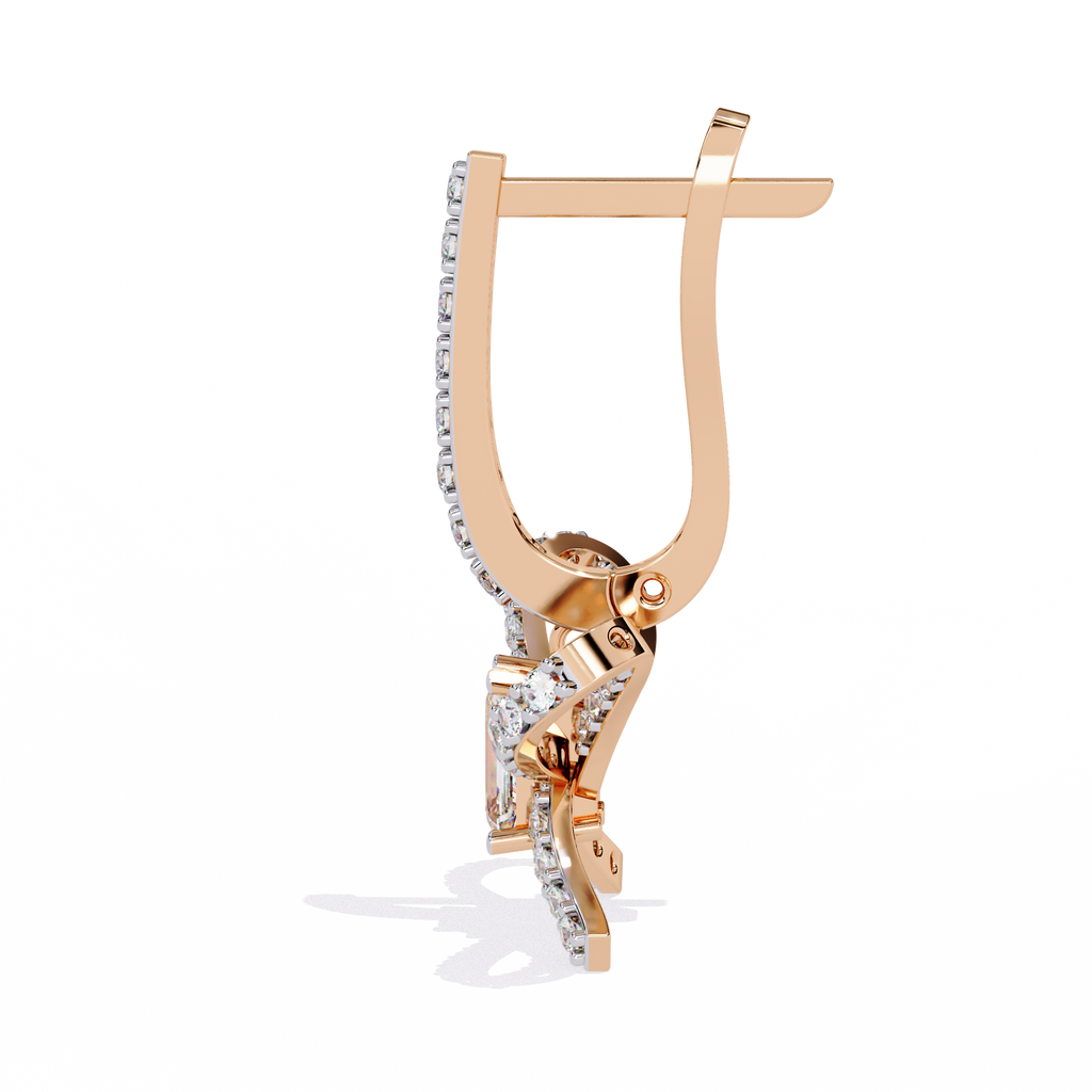 Emerald Cut Lab Diamond Butterfly Earrings