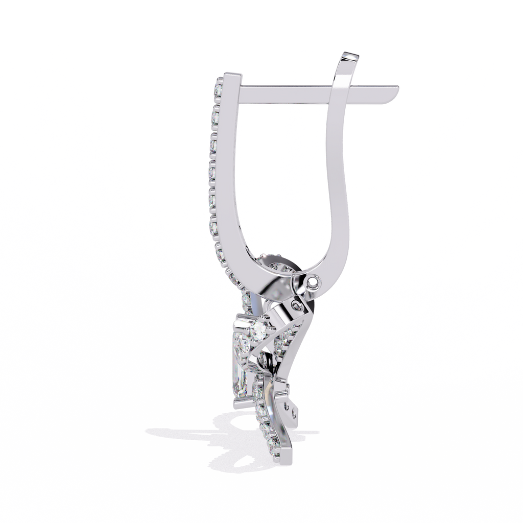 Emerald Cut Lab Diamond Butterfly Earrings