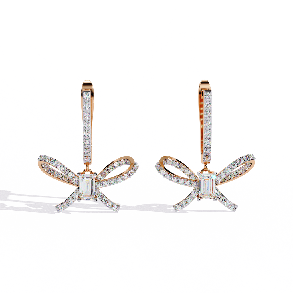 Emerald Cut Lab Diamond Butterfly Earrings