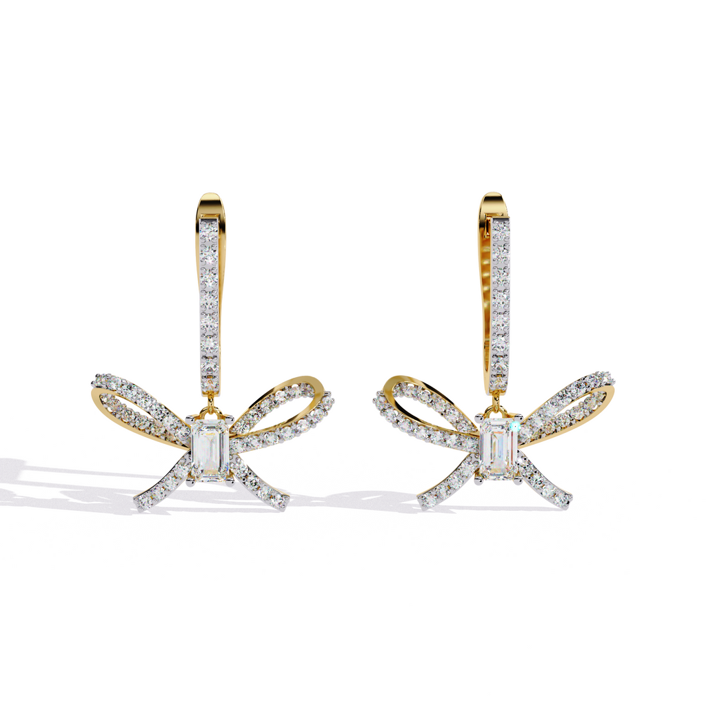 Emerald Cut Lab Diamond Butterfly Earrings