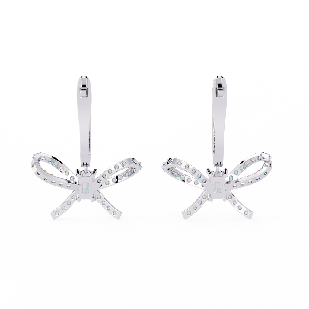 Emerald Cut Lab Diamond Butterfly Earrings