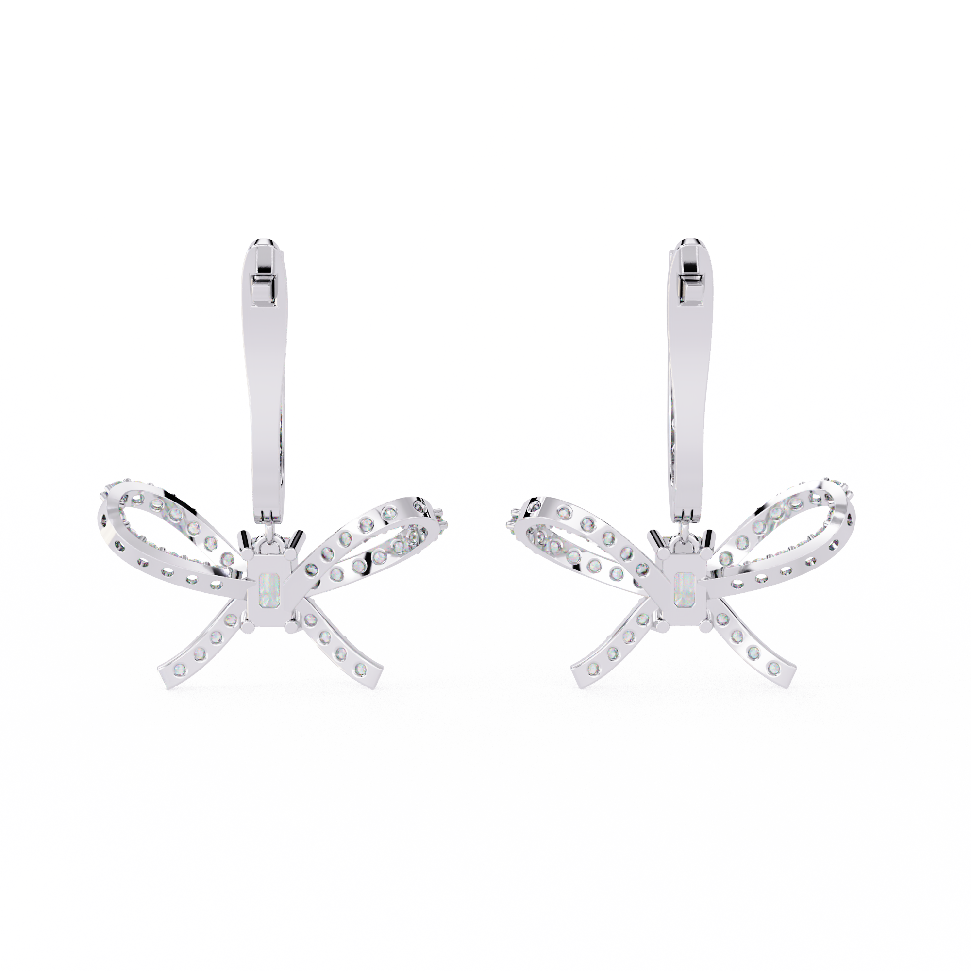 Emerald Cut Lab Diamond Butterfly Earrings